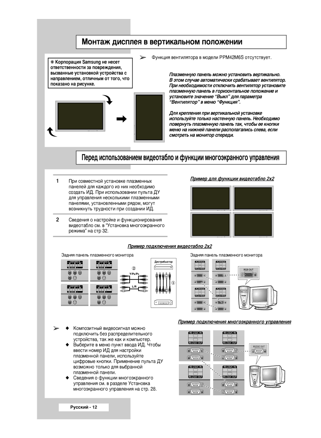 Samsung PPM63M6HSX/EDC manual ÅÓÌÚ‡Ê ‰ËÒÔÎÂﬂ ‚ ‚ÂÚËÍ‡Î¸ÌÓÏ Ôóîóêâìëë, ÈÎ‡ÁÏÂÌÌÛ˛ Ô‡ÌÂÎ¸ Ïóêìó ÛÒÚ‡ÌÓ‚ËÚ¸ ‚ÂÚËÍ‡Î¸ÌÓ 