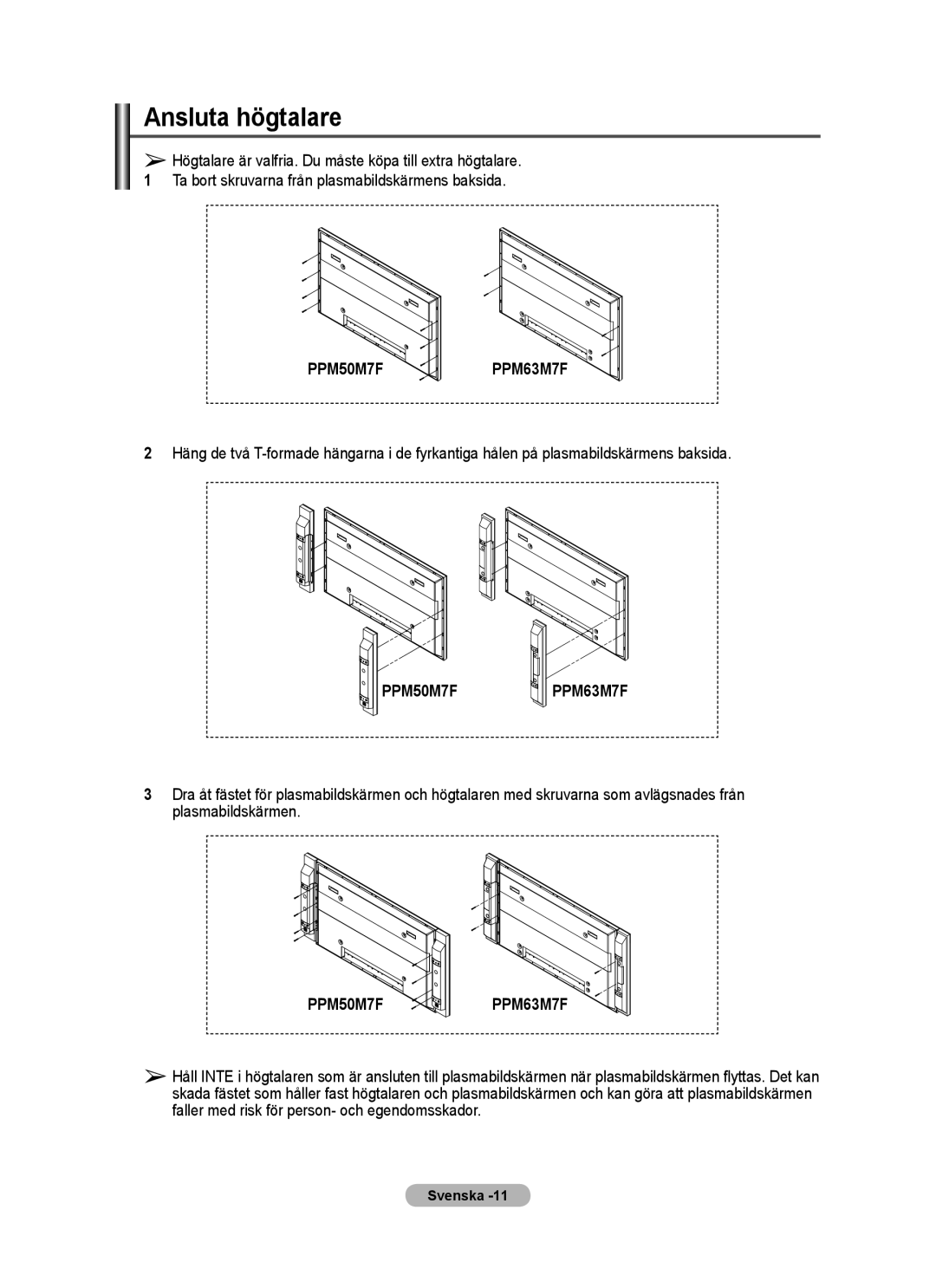 Samsung PPM63M7FSX/EDC manual Ansluta högtalare 