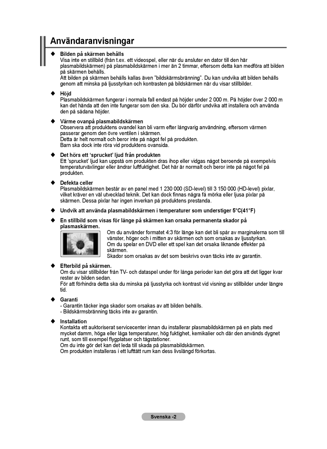 Samsung PPM63M7FSX/EDC manual Användaranvisningar 