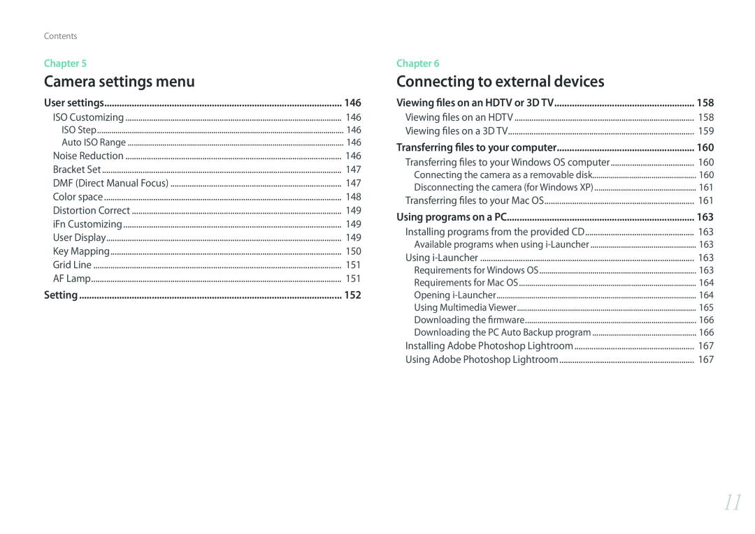 Samsung PRO4782, PRO4775, PRO4768 Camera settings menu, Connecting to external devices, Chapter, Viewing files, on an 