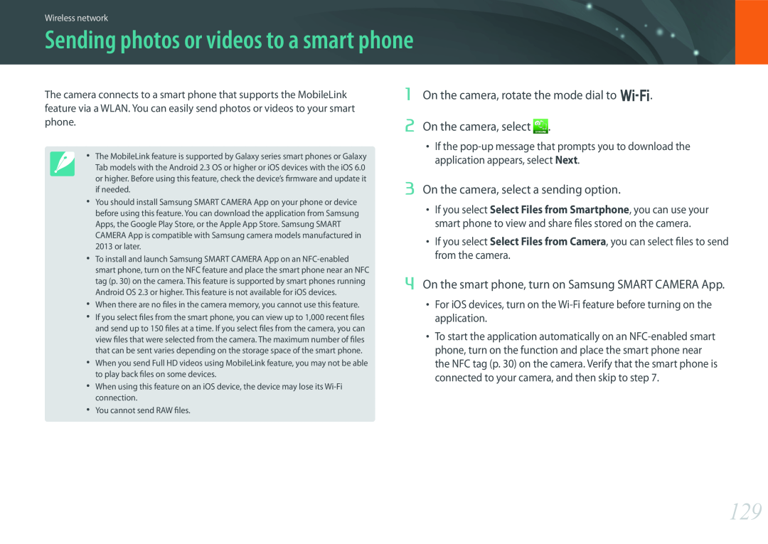 Samsung PRO4768, PRO4782, PRO4775 Sending photos or videos to a smart phone, On the camera, select a sending option 