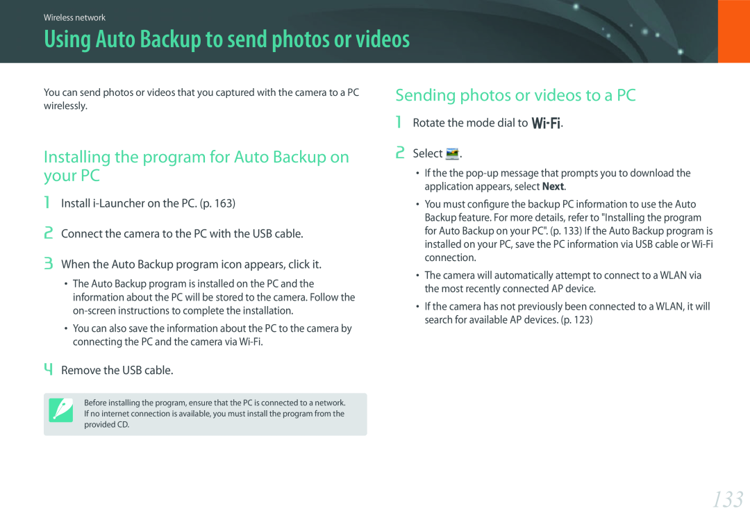 Samsung PRO4768, PRO4782 Using Auto Backup to send photos or videos, Installing the program for Auto Backup on your PC 