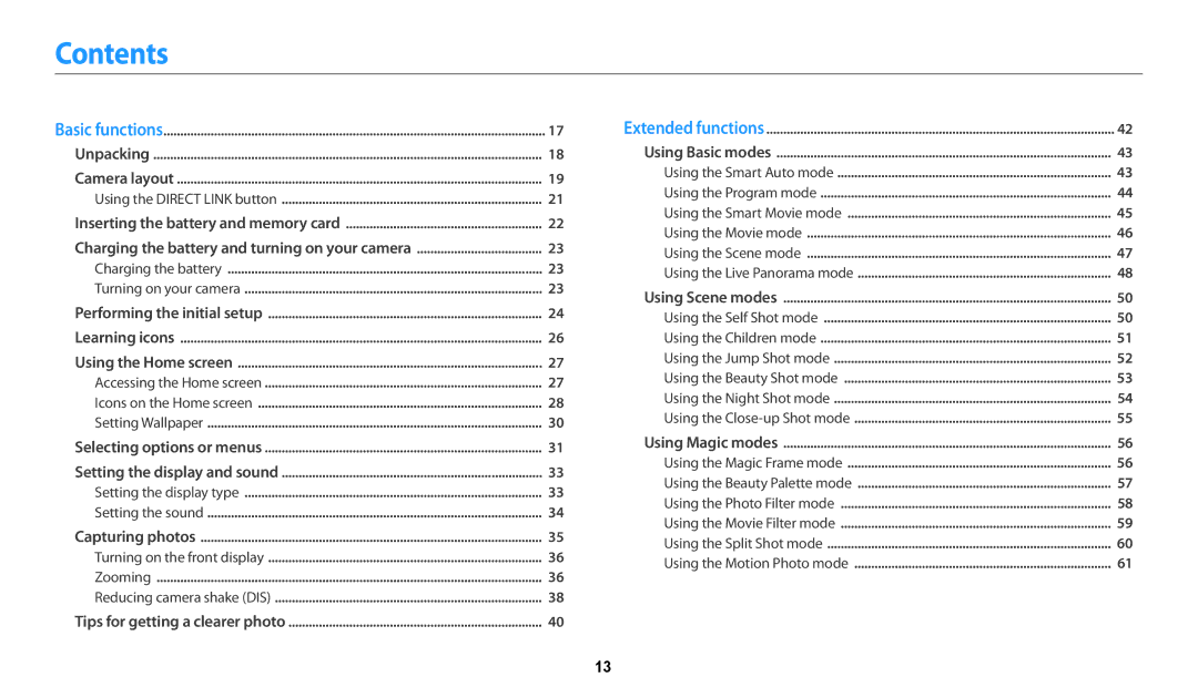 Samsung PRO4873, PRO4866, PRO4859, ECDV150FBPBUS, DV150FBK, EC-DV150FBPLUS user manual Contents 