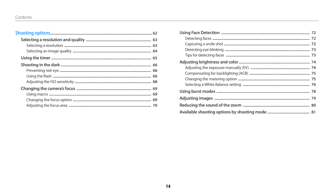 Samsung ECDV150FBPBUS, PRO4866, PRO4859, PRO4873, DV150FBK, EC-DV150FBPLUS user manual Contents 