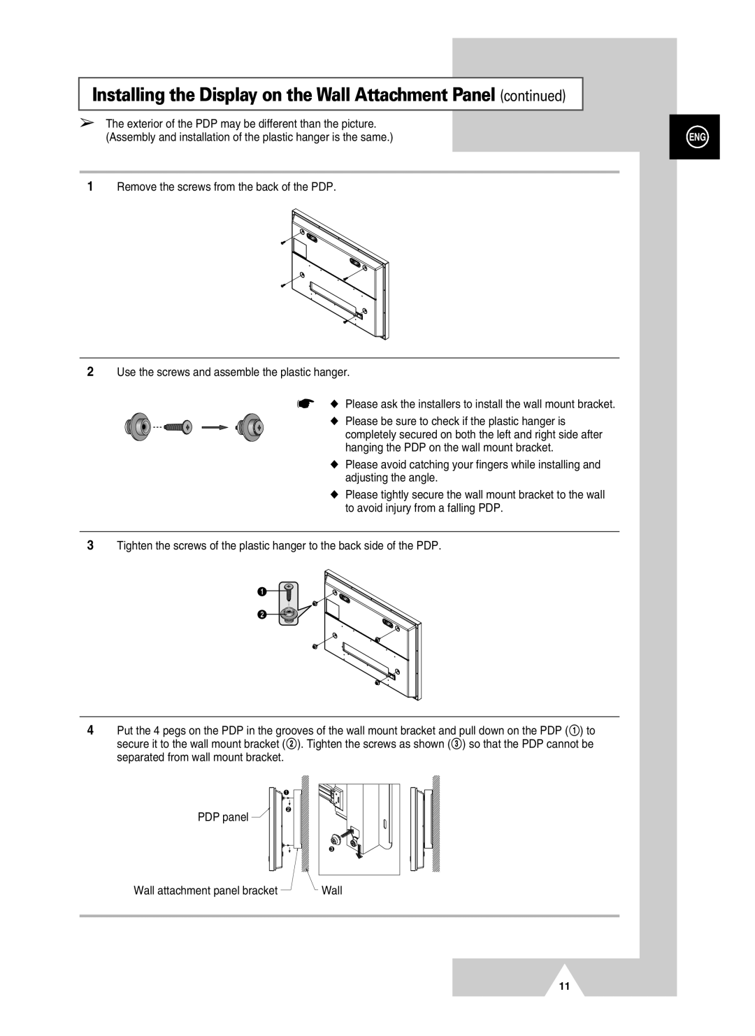 Samsung PS-37S4A manual Wall 