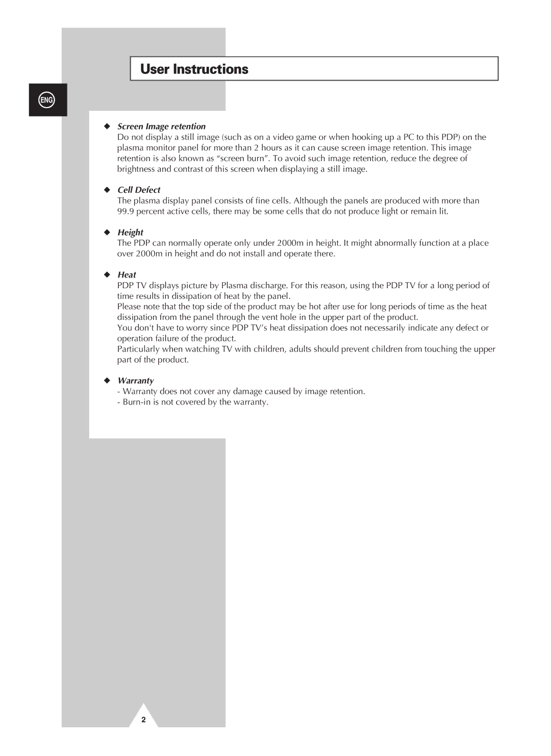 Samsung PS-37S4A manual User Instructions 