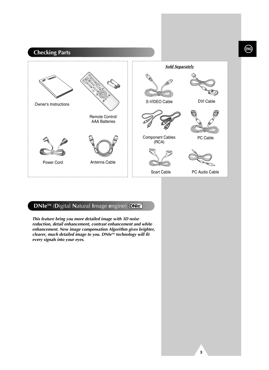 Samsung PS-37S4A manual Sold Separately, Video Cable, Scart Cable 