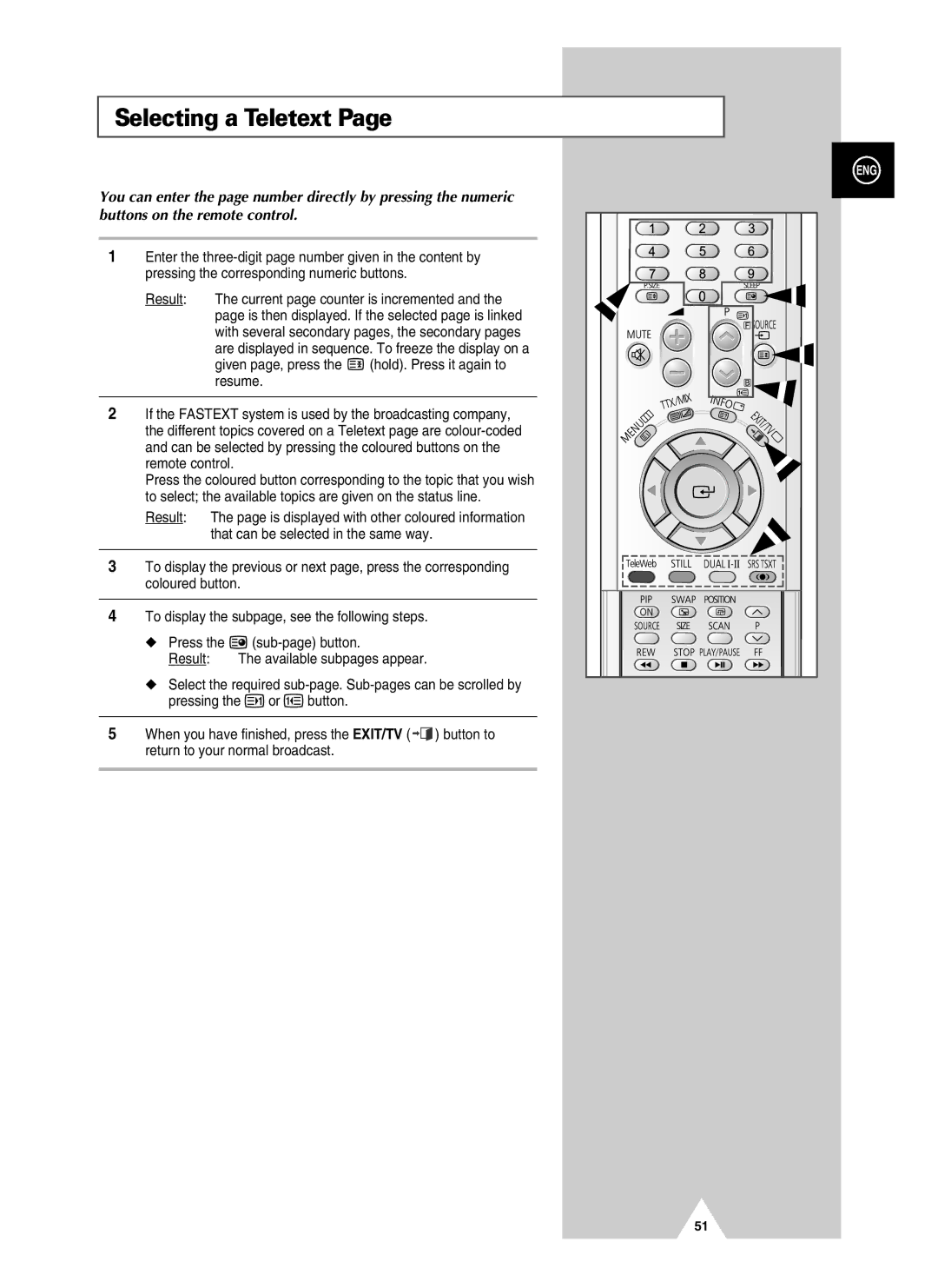 Samsung PS-37S4A manual Selecting a Teletext 