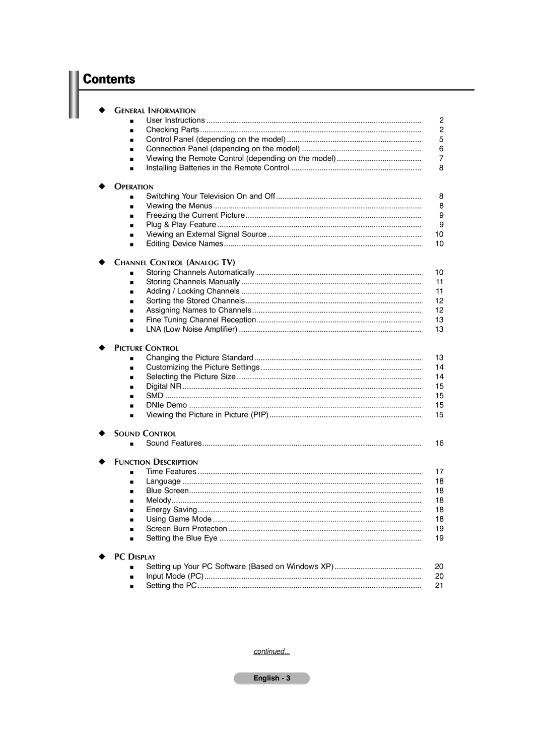 Samsung PS-42C6HD manual Contents 