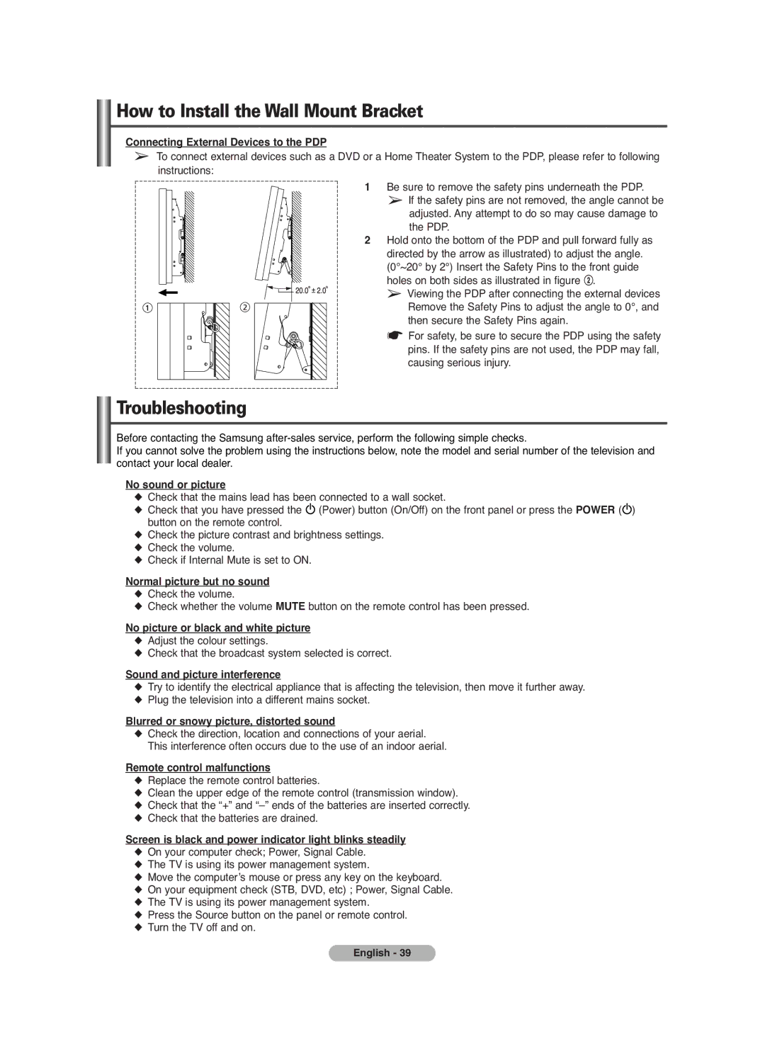 Samsung PS-42C7HD manual Troubleshooting 