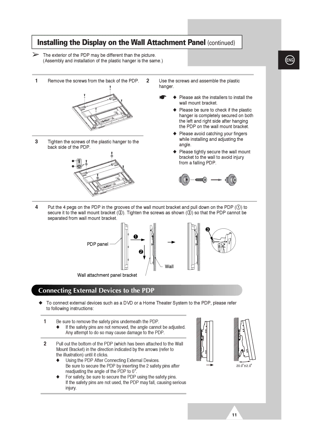 Samsung PS-42D4S manual Connecting External Devices to the PDP 