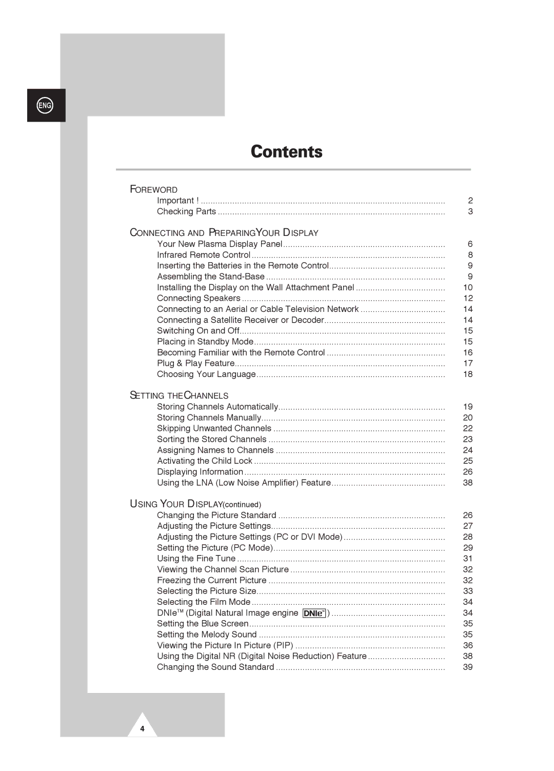 Samsung PS-42D4S manual Contents 