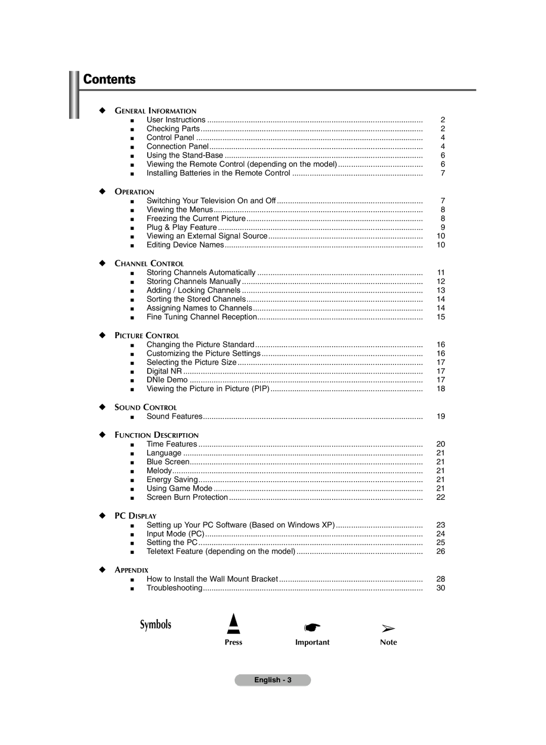 Samsung PS-42E71H manual Contents 