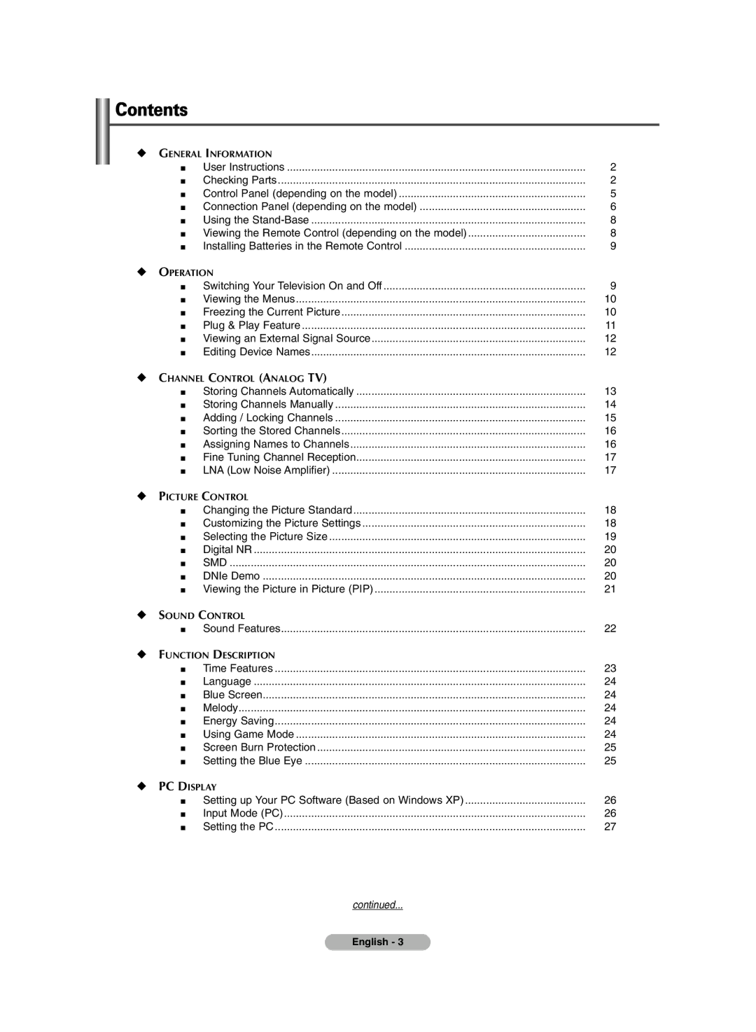 Samsung PS-50P7HD, PS-42P7HD manual Contents 