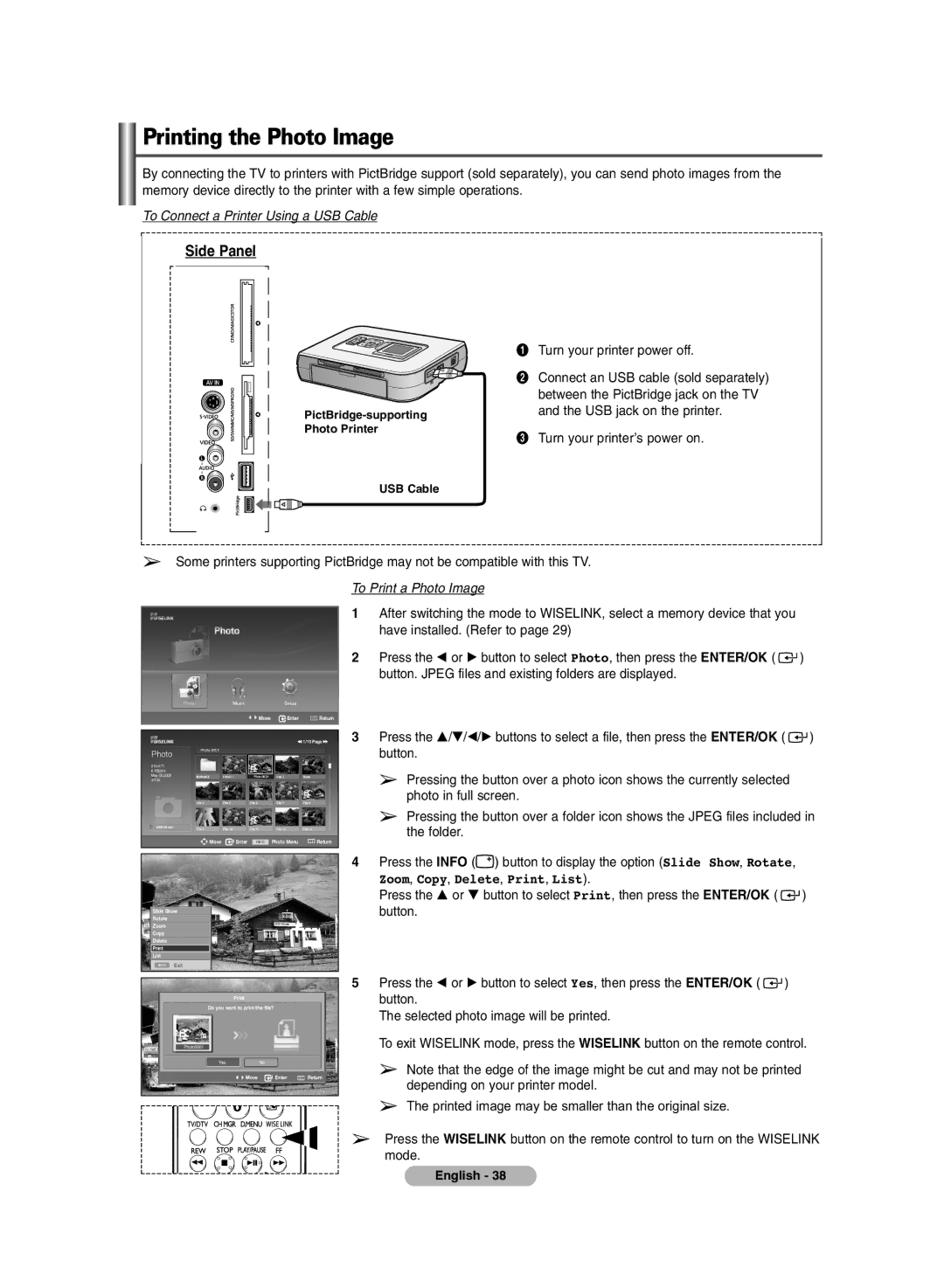 Samsung PS-42P7HD, PS-50P7HD manual Printing the Photo Image, Turn your printer power off, Turn your printer’s power on 