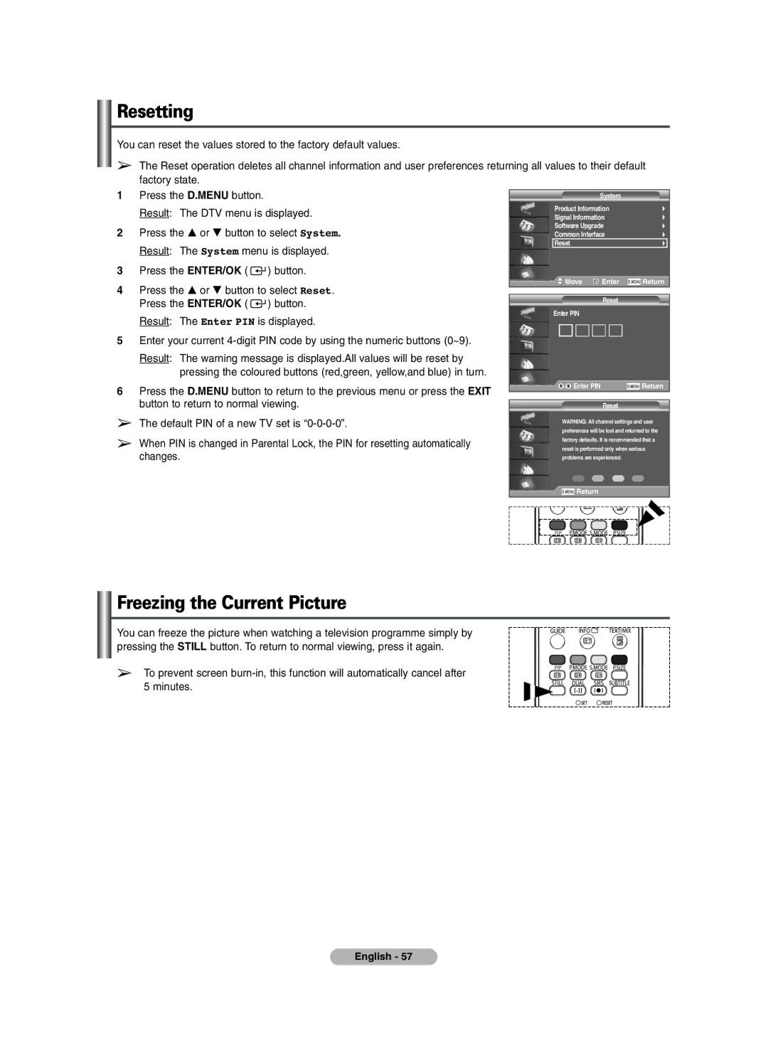 Samsung PS-50P7HD, PS-42P7HD manual Resetting 