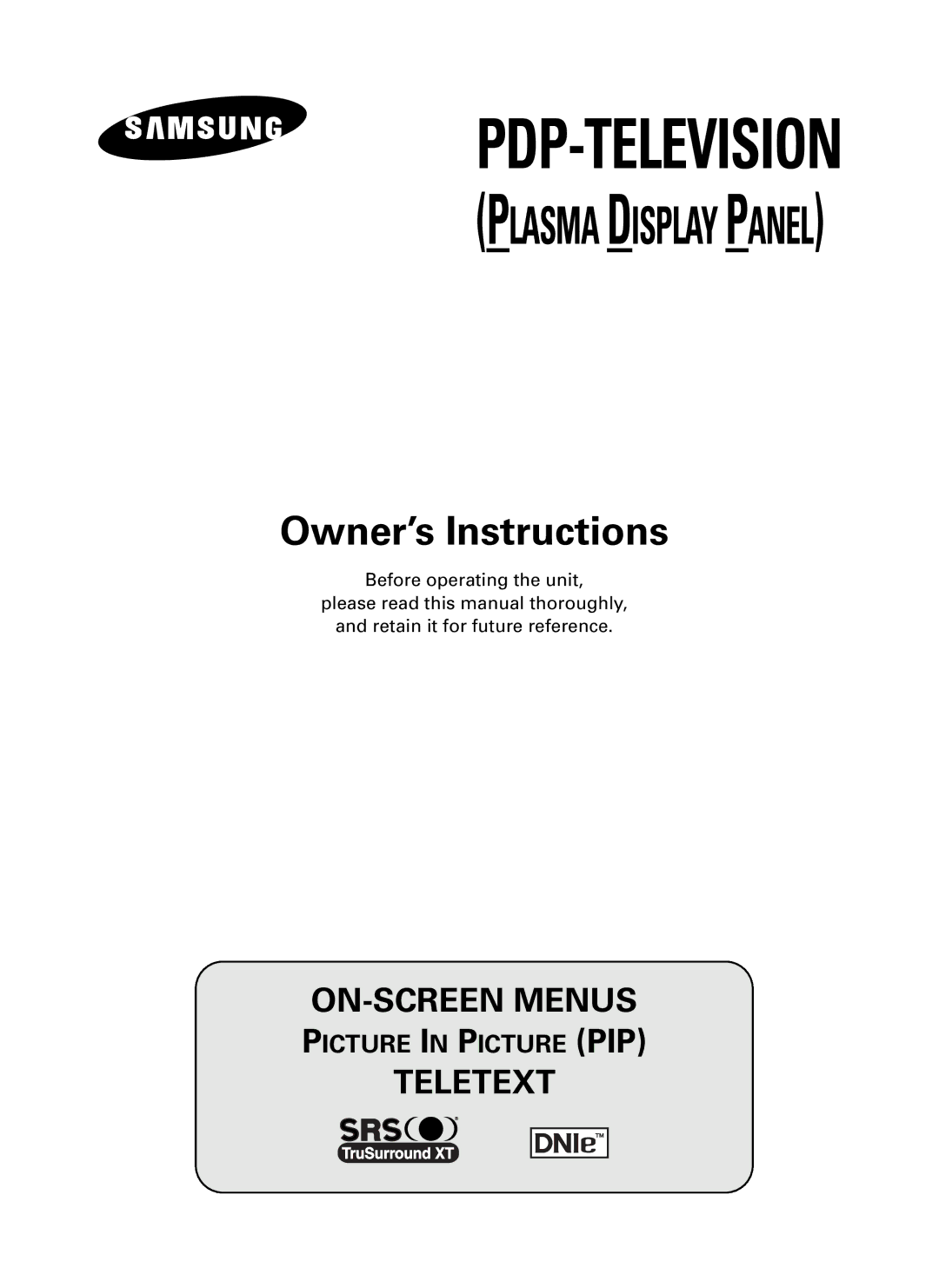 Samsung PS-42V4S manual Pdp-Television 