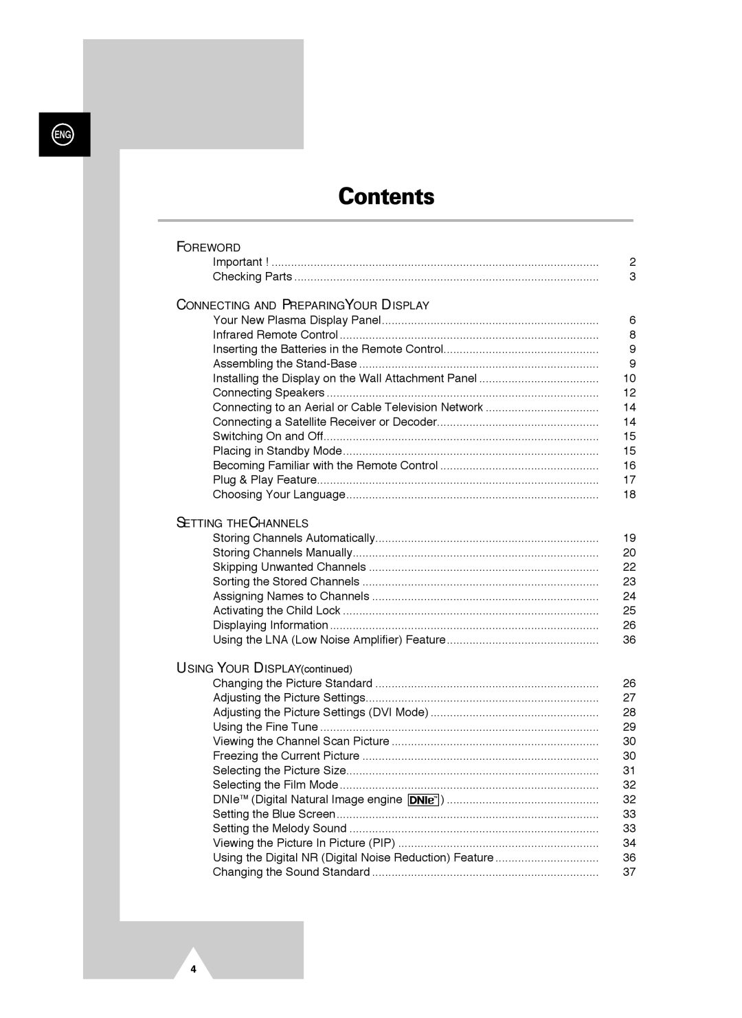 Samsung PS-42V4S manual Contents 