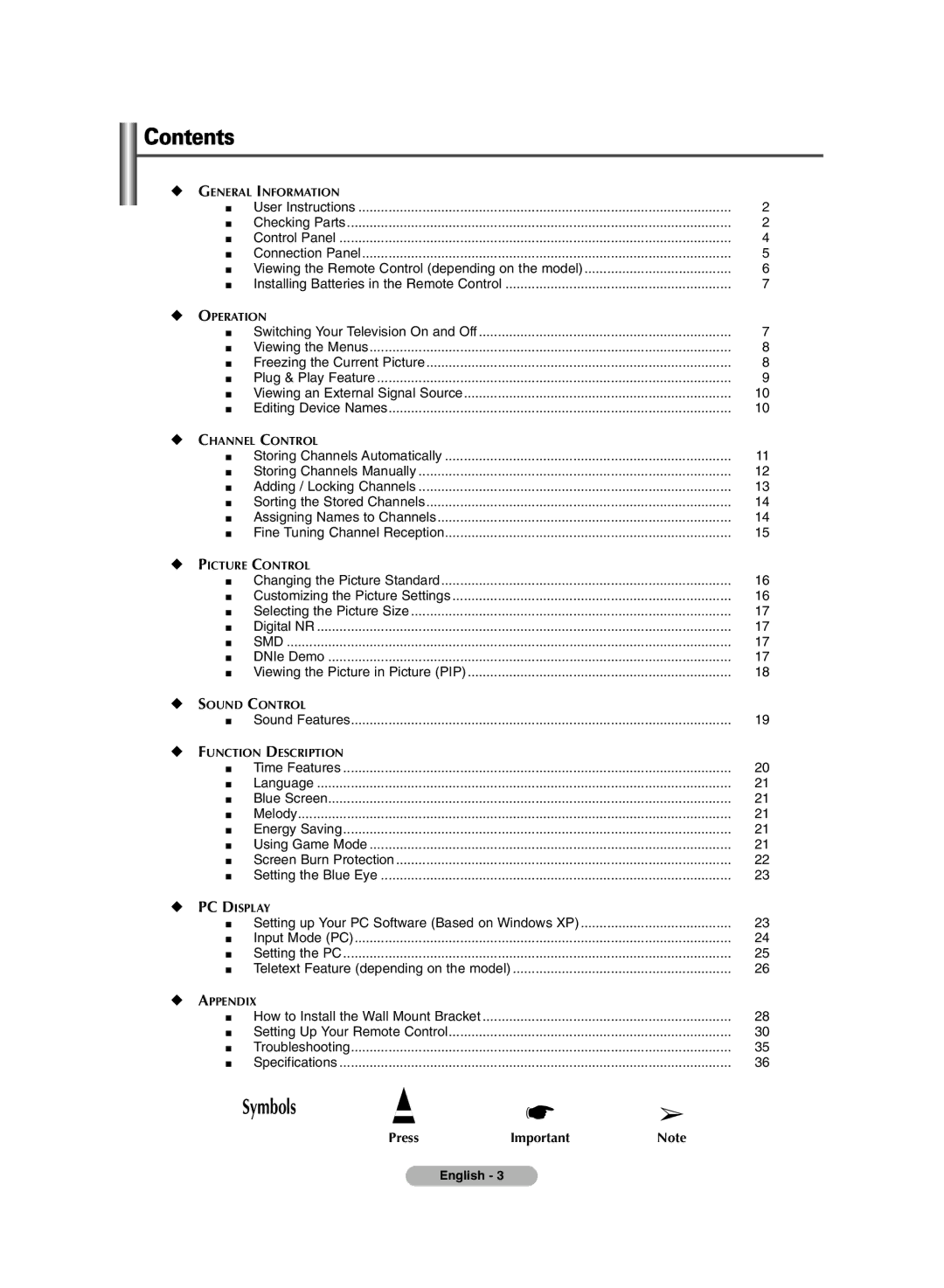 Samsung PS-42C6HR, PS-50C6HR manual Contents 