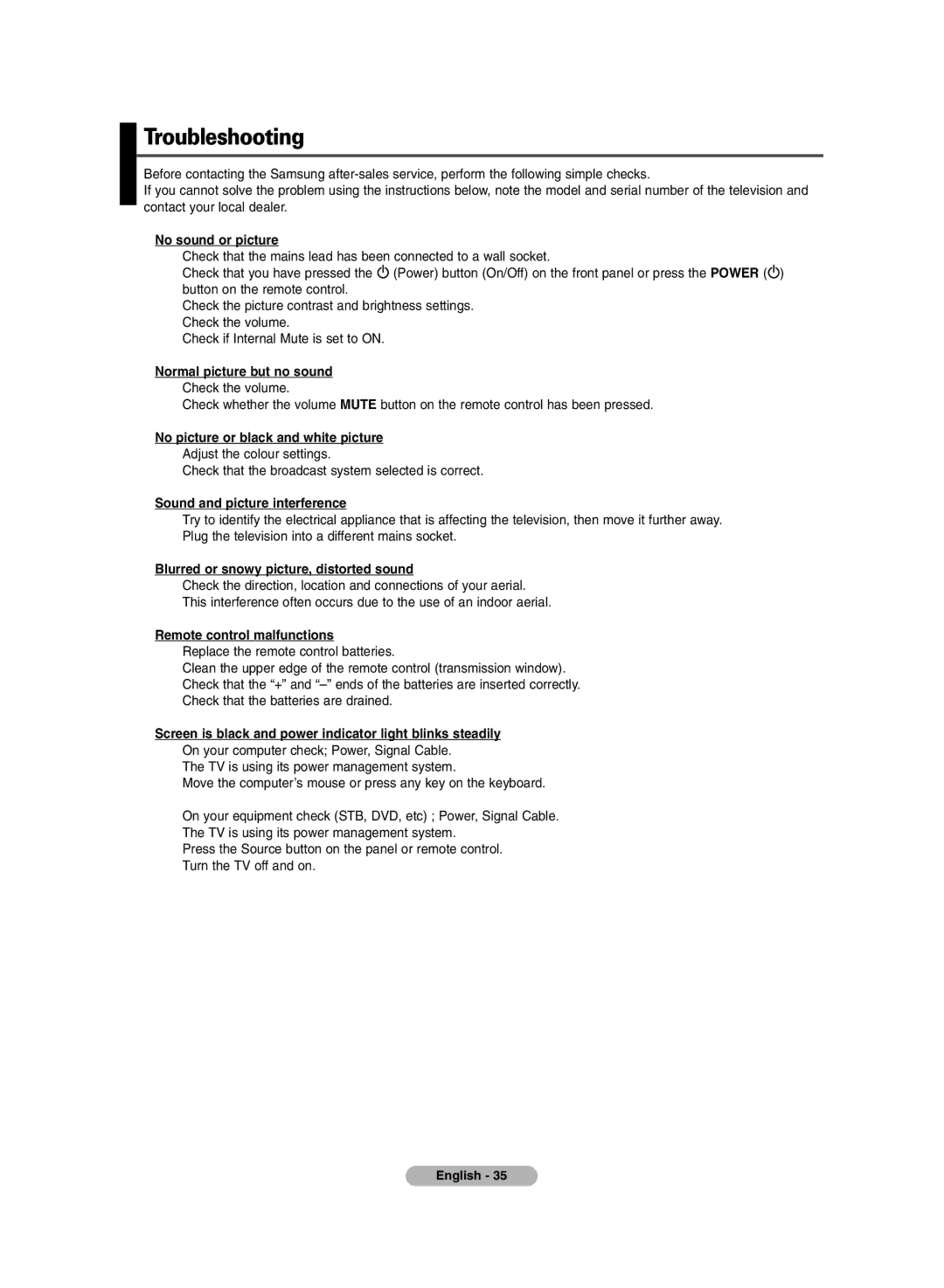 Samsung PS-42C6HR, PS-50C6HR manual Troubleshooting 