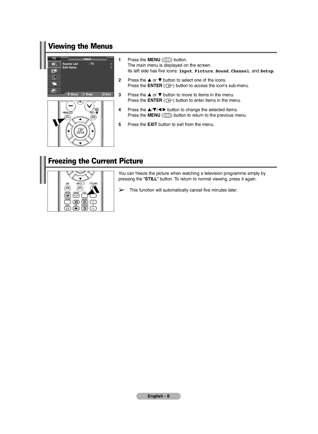 Samsung PS-50C6HR, PS-42C6HR manual Viewing the Menus, Freezing the Current Picture 