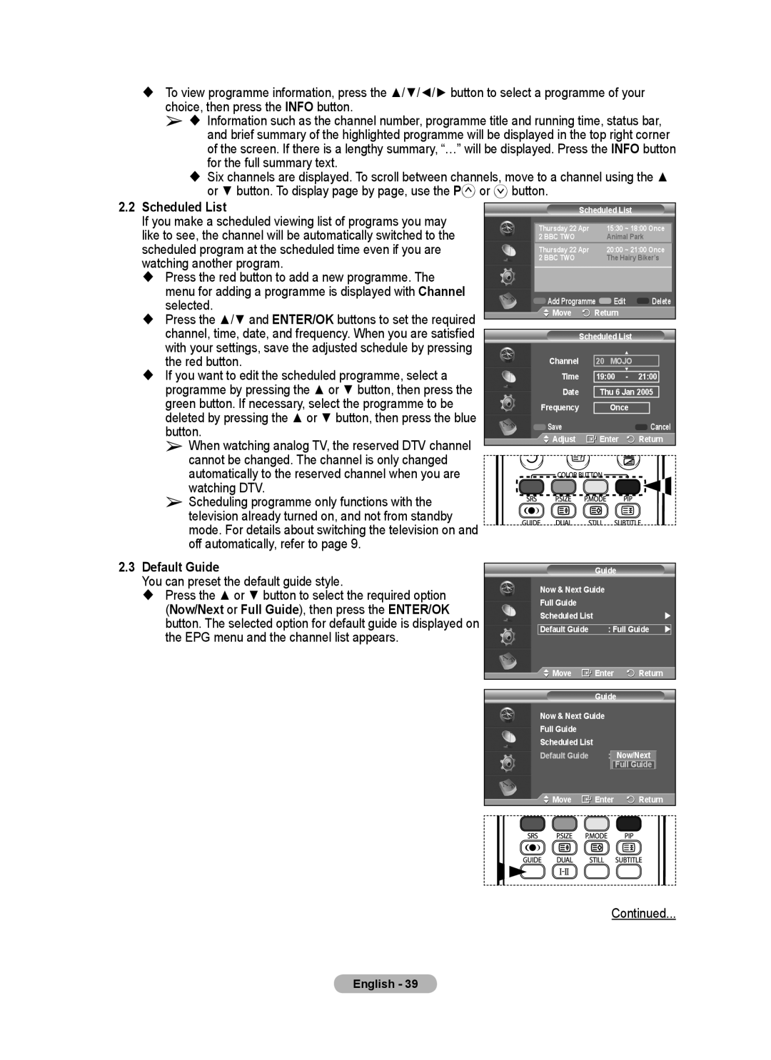 Samsung PS-42E97HD, PS-50C77HD, PS-50E97HD, PS-50C67HD, PS-42C77HD manual Default Guide, You can preset the default guide style 