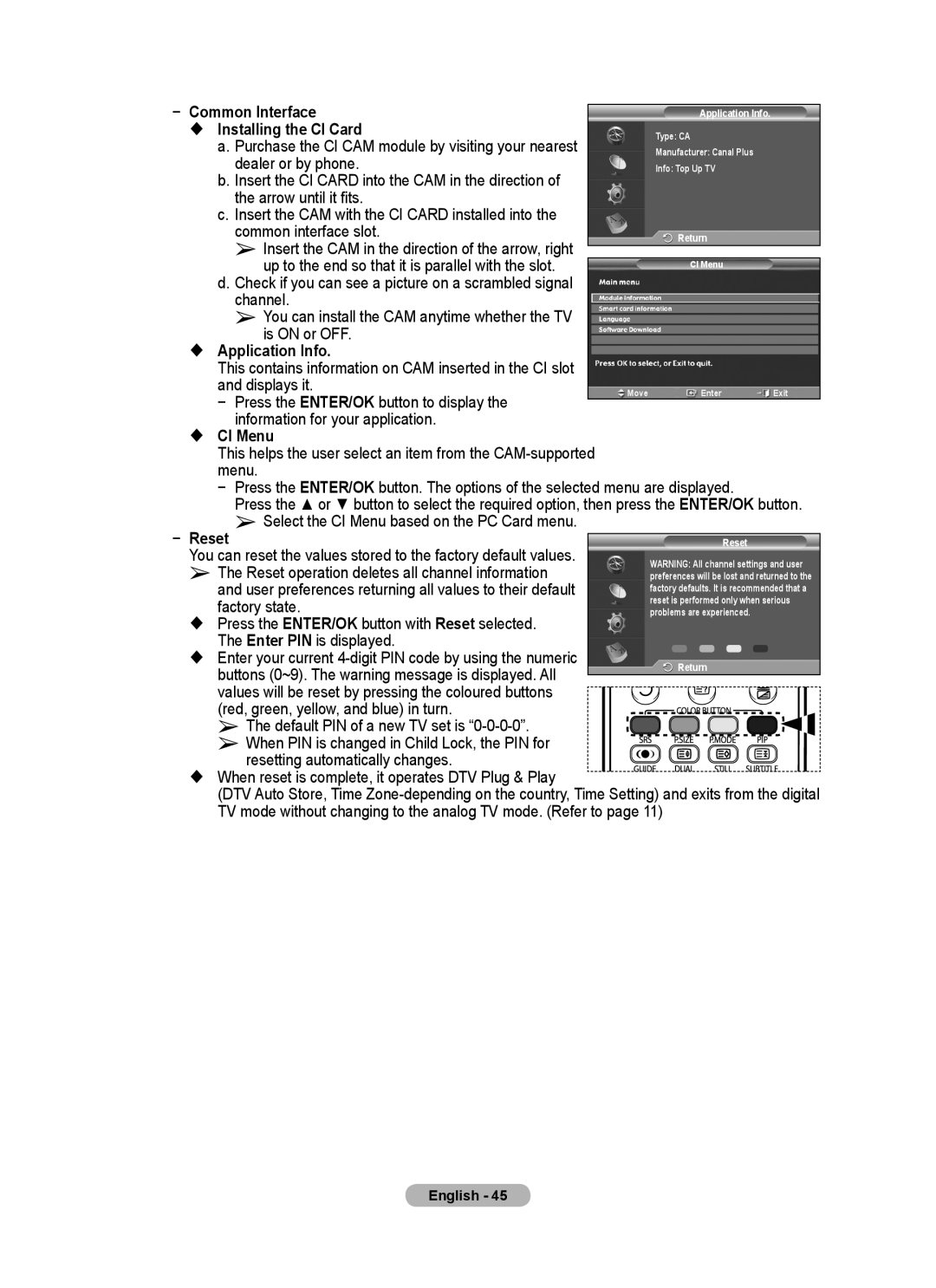 Samsung PS-42E97HD, PS-50C77HD manual Common Interface,  Installing the CI Card, Dealer or by phone, Arrow until it fits 