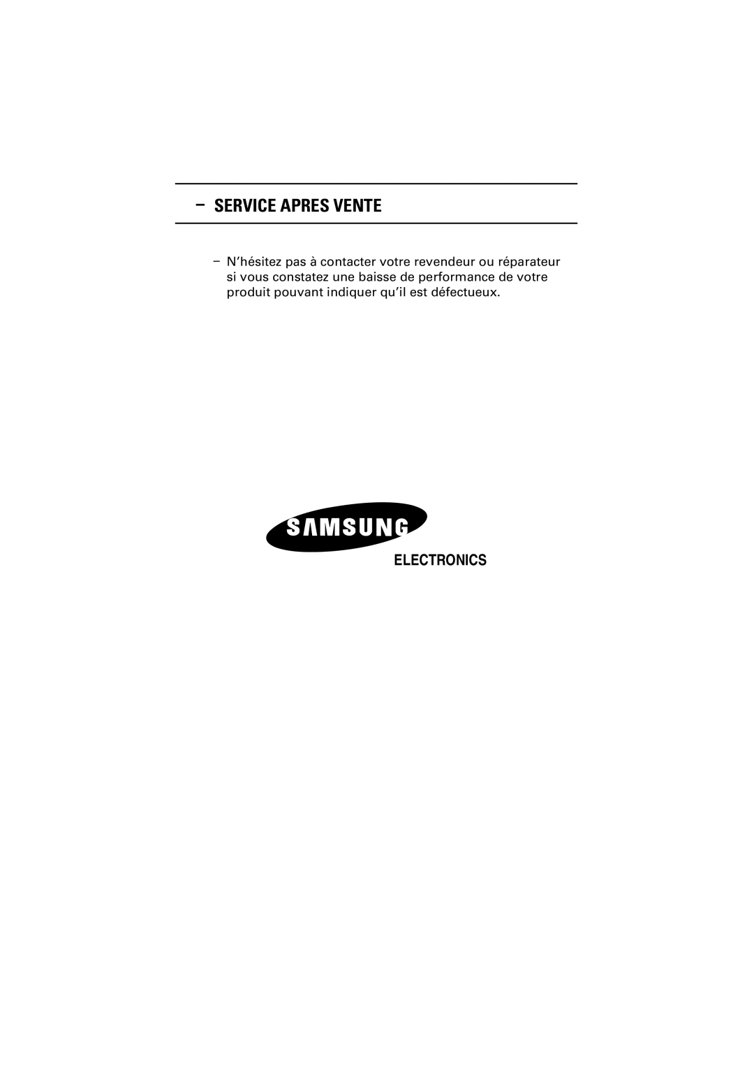 Samsung PS-50P2HT manual Service Apres Vente 