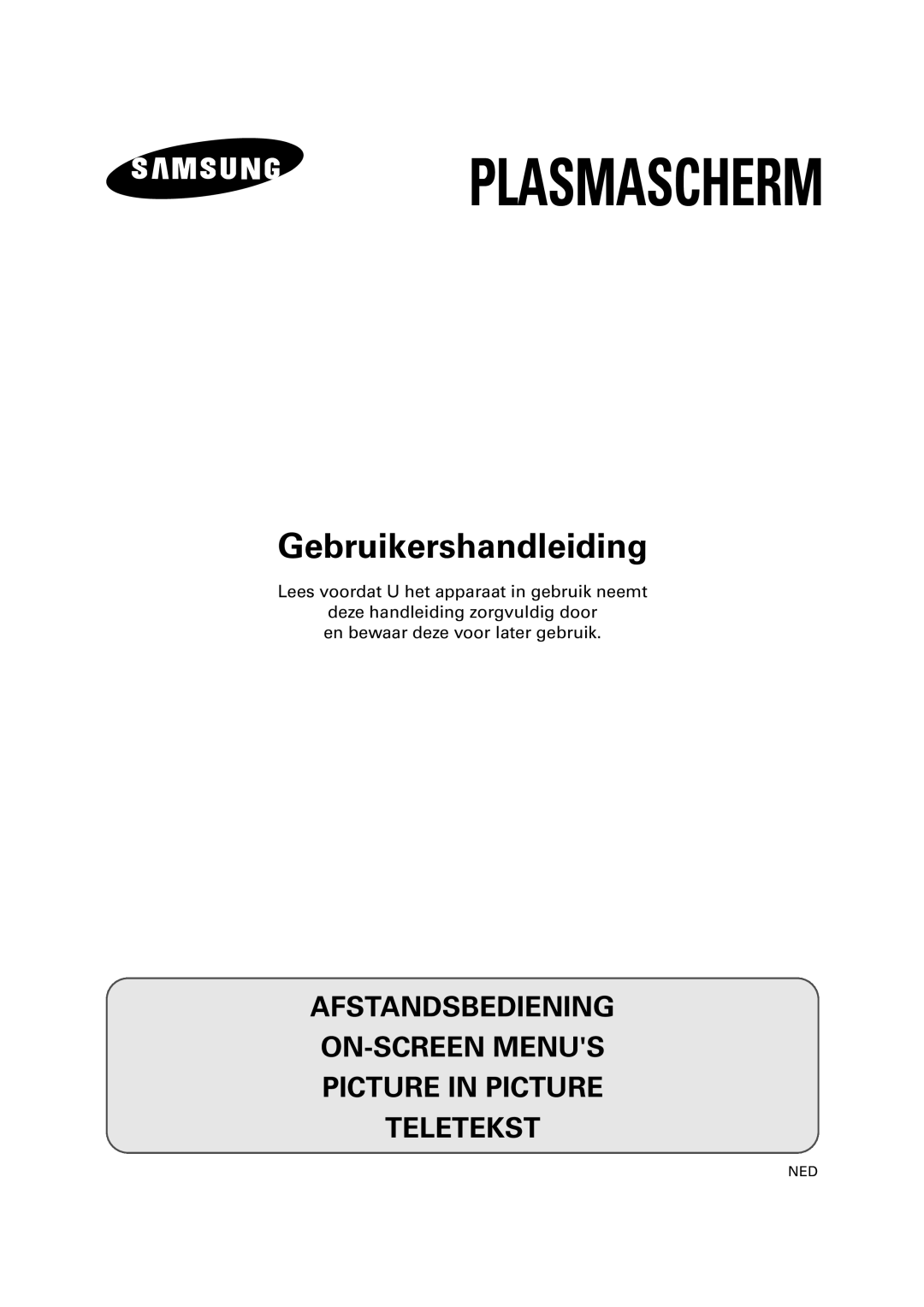 Samsung PS-50P2HT manual Plasmascherm 