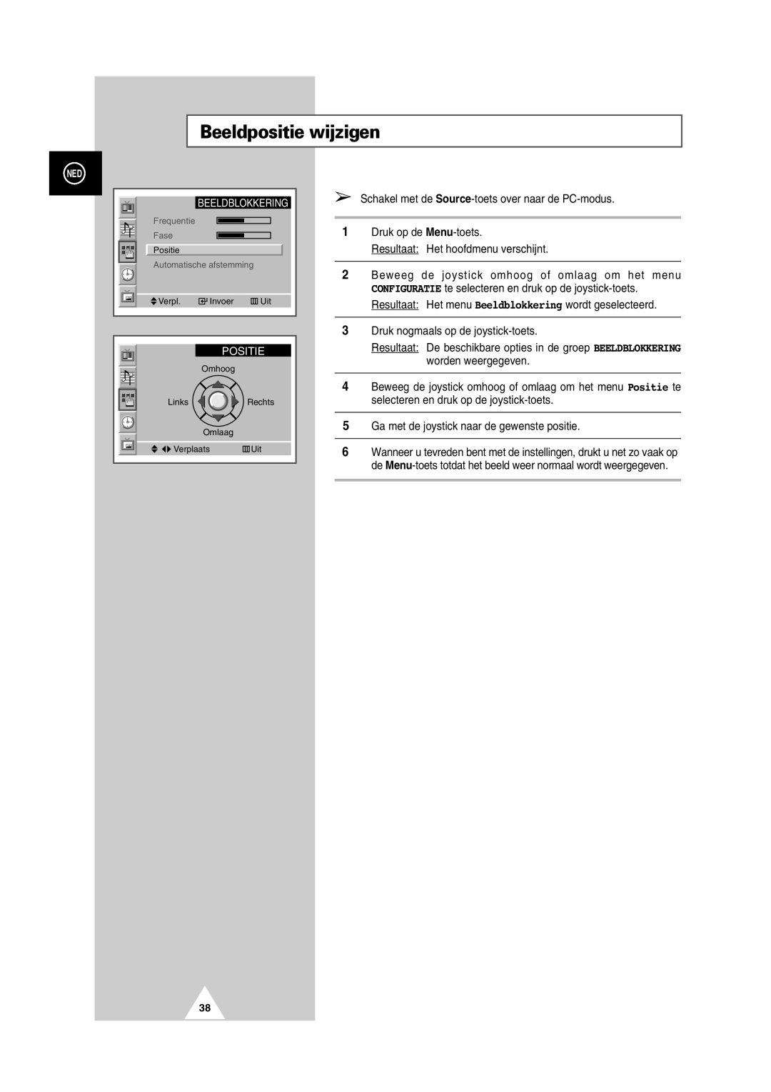 Samsung PS-50P2HT manual Beeldpositie wijzigen 