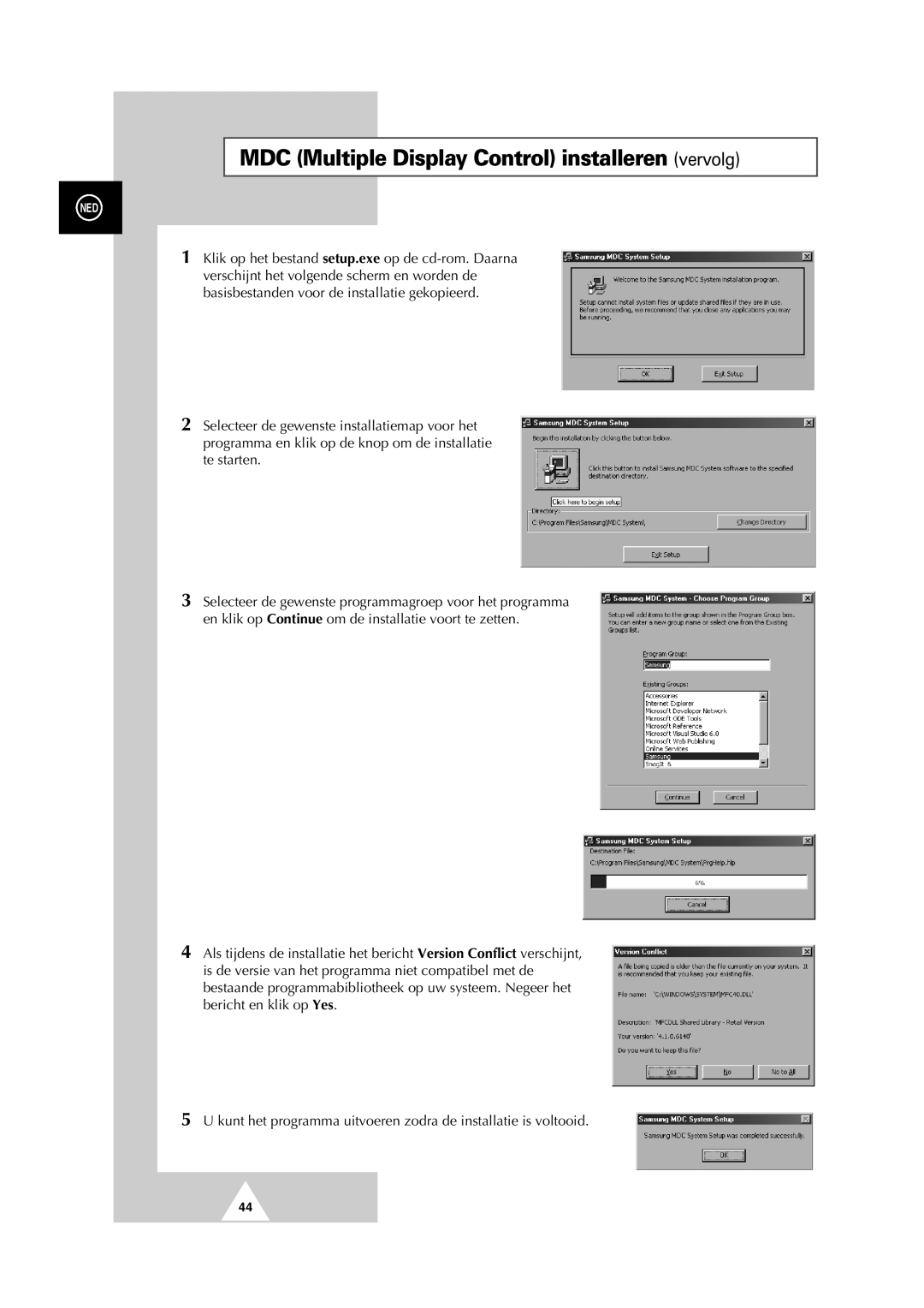 Samsung PS-50P2HT manual MDC Multiple Display Control installeren vervolg 