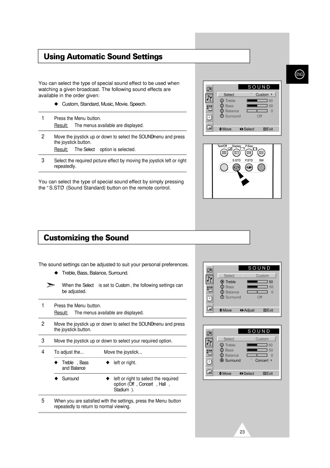 Samsung PS-50P2HT manual Using Automatic Sound Settings, Customizing the Sound 