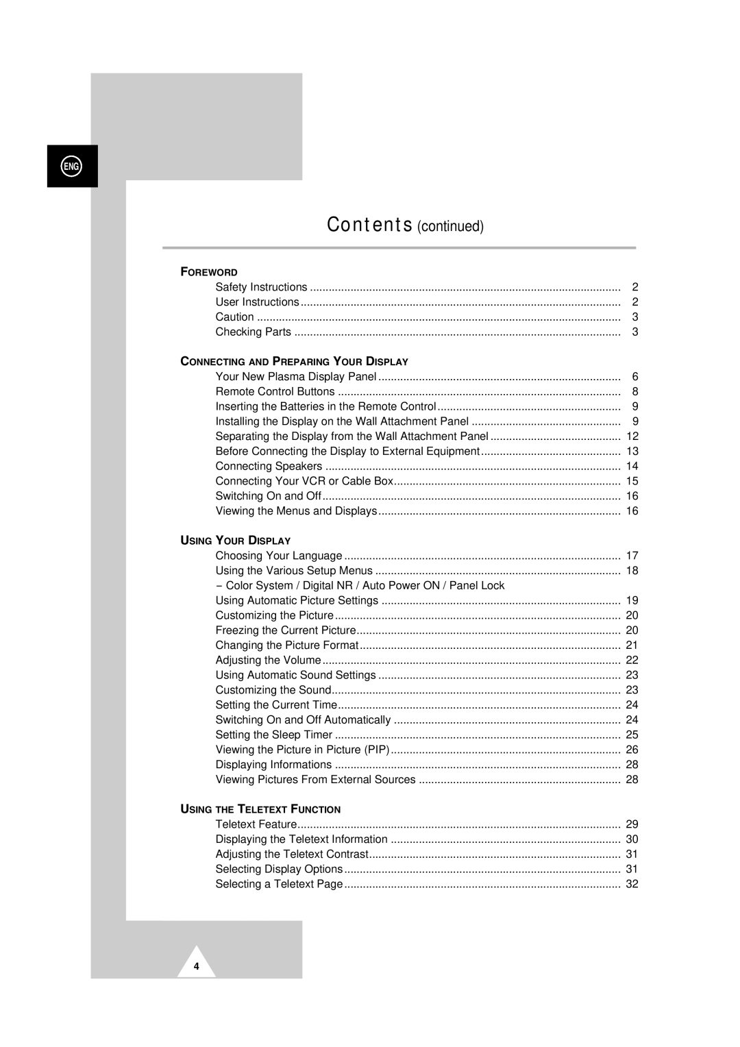 Samsung PS-50P2HT manual Contents 