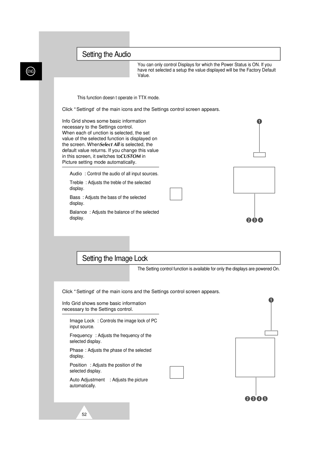 Samsung PS-50P2HT manual Setting the Audio, Setting the Image Lock 