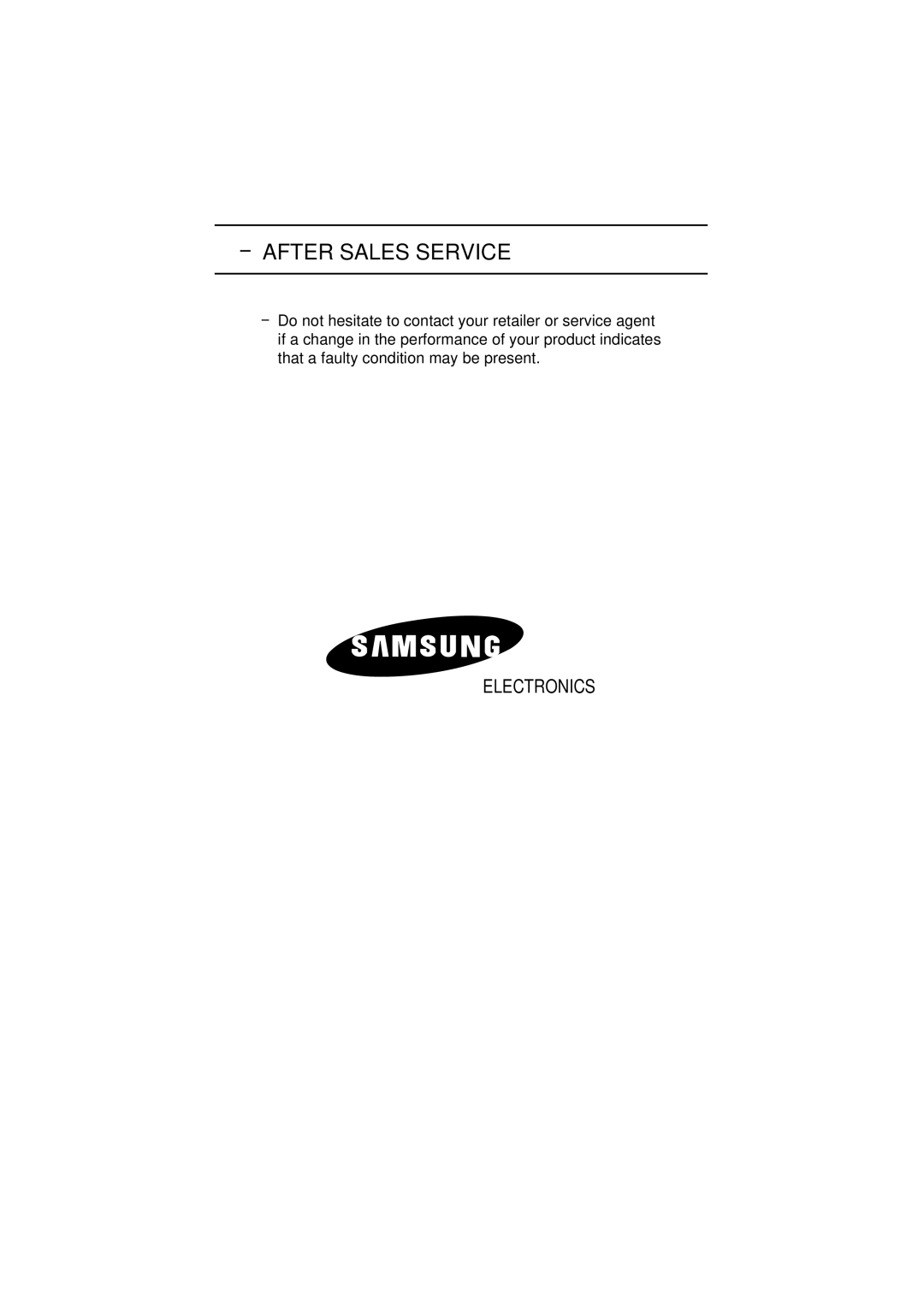 Samsung PS-50P2HT manual After Sales Service 