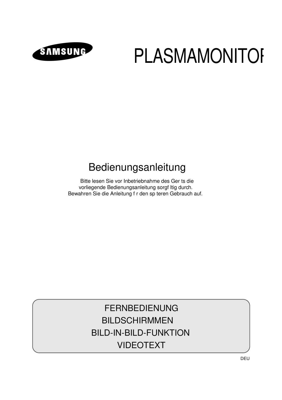 Samsung PS-50P2HT manual Plasmamonitor 