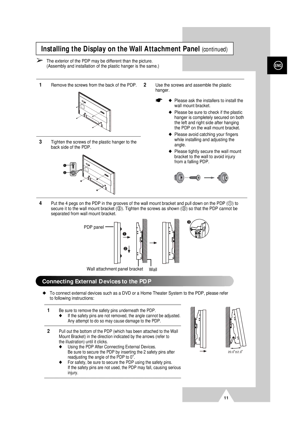 Samsung PS-50P4H manual Connecting External Devices to the PDP 