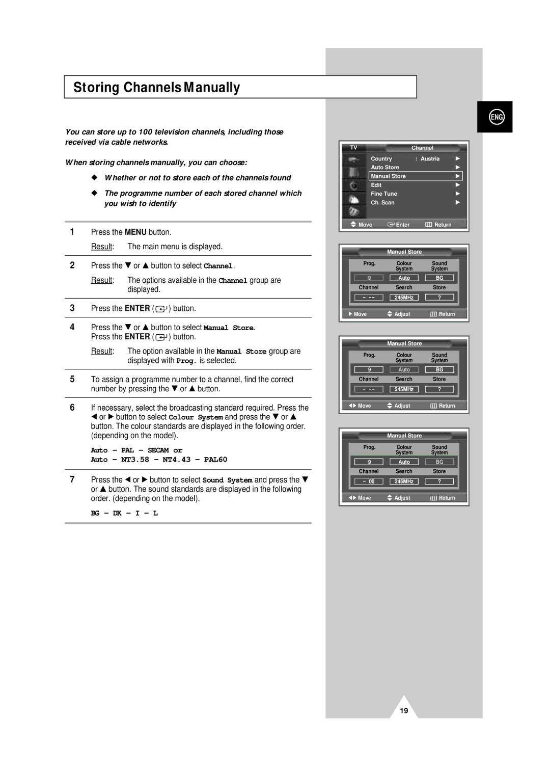 Samsung PS-50P4H manual Storing ChannelsManually, You wish to identify 