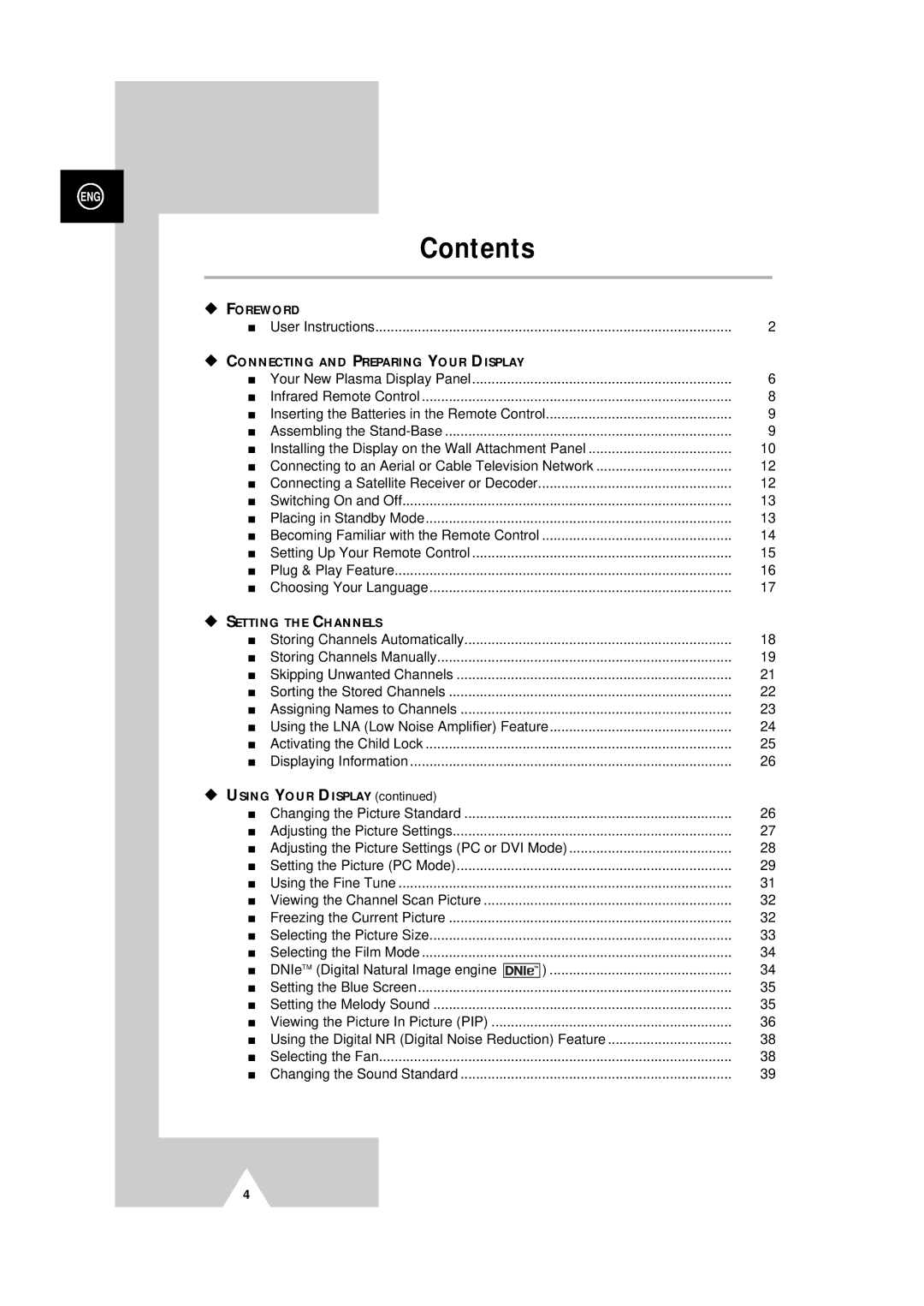 Samsung PS-50P4H manual Contents 