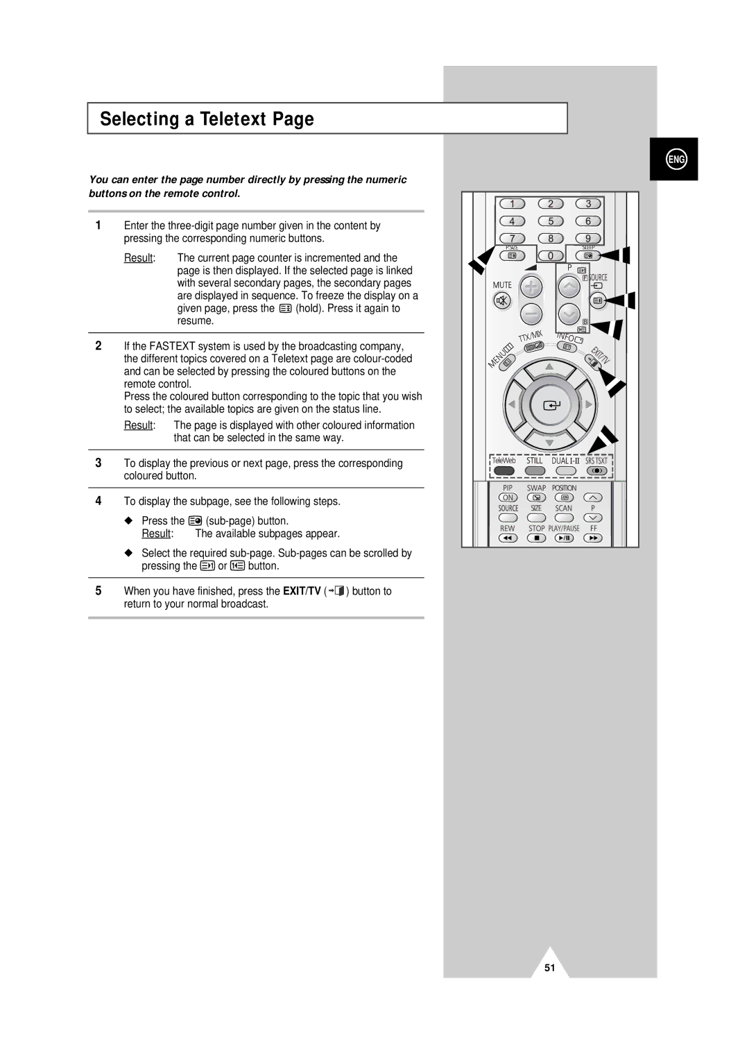 Samsung PS-50P4H manual Selecting a Teletext 