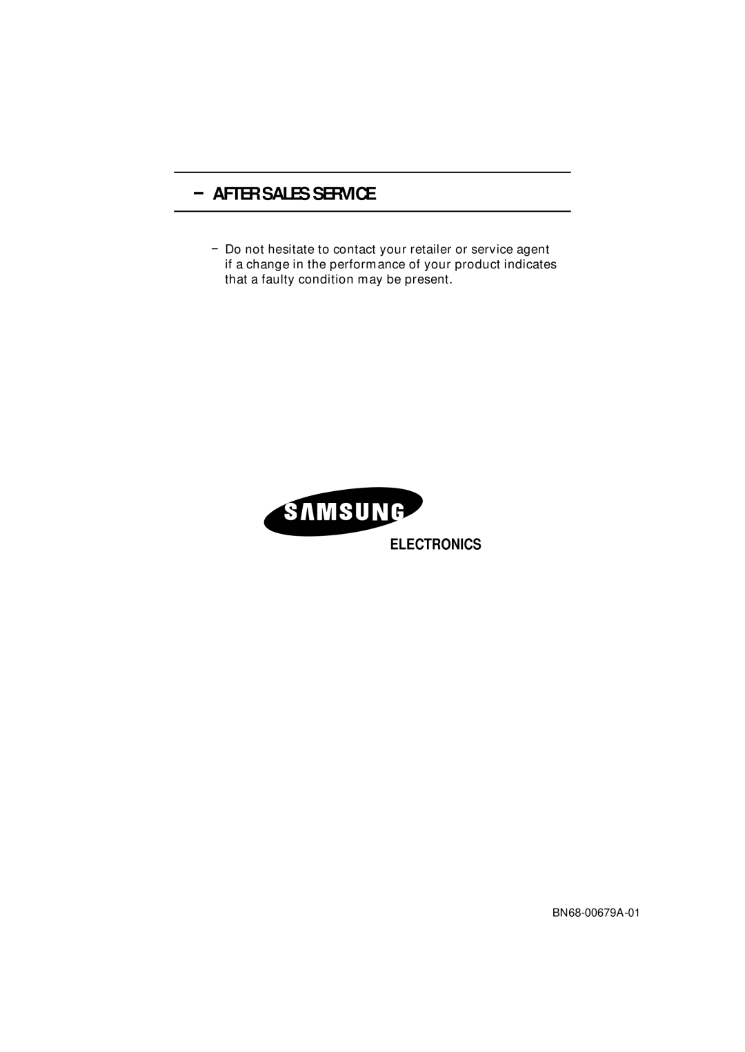 Samsung PS-50P4H manual After Sales Service 