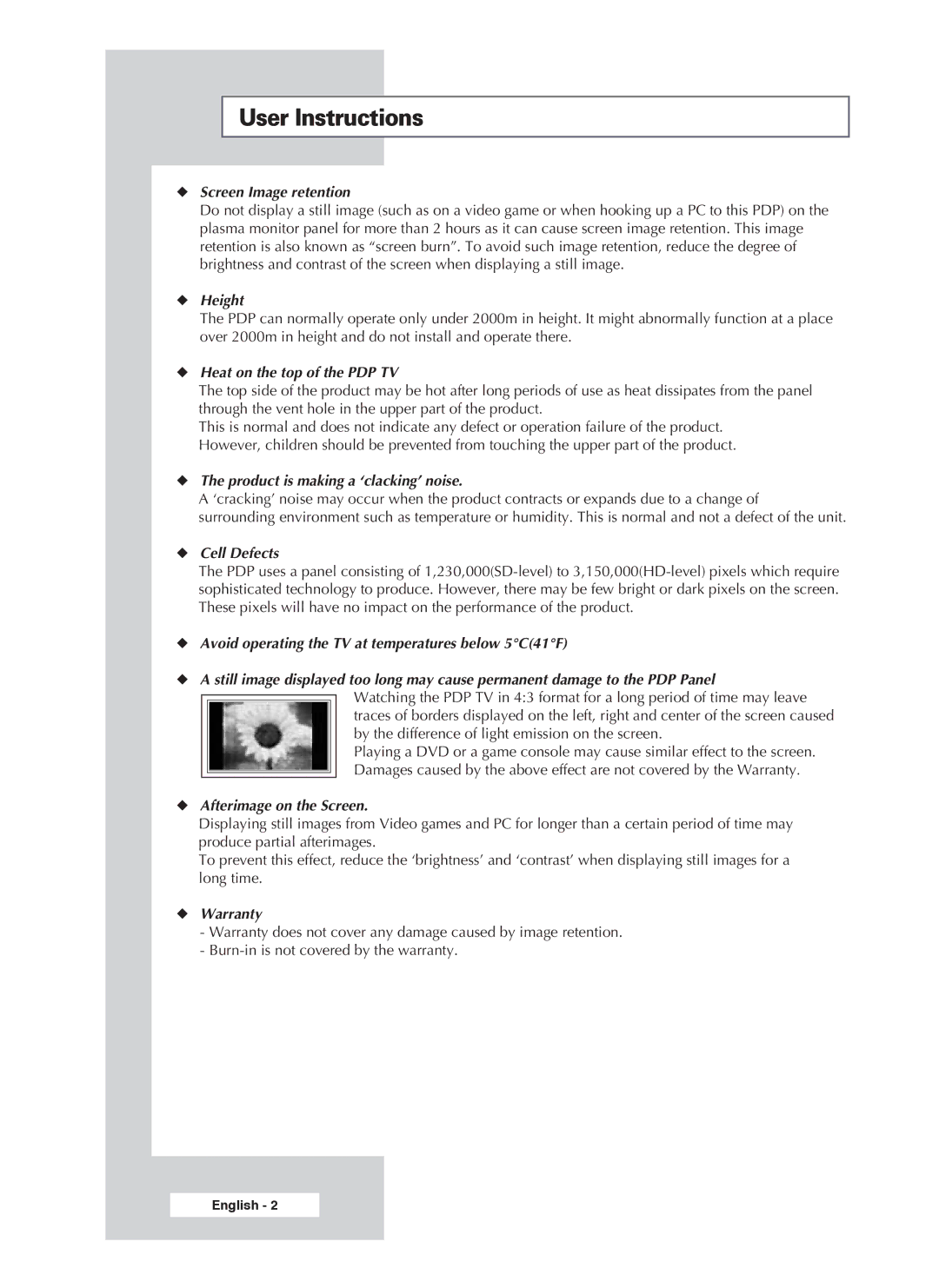 Samsung PS-50P4H1 manual User Instructions 