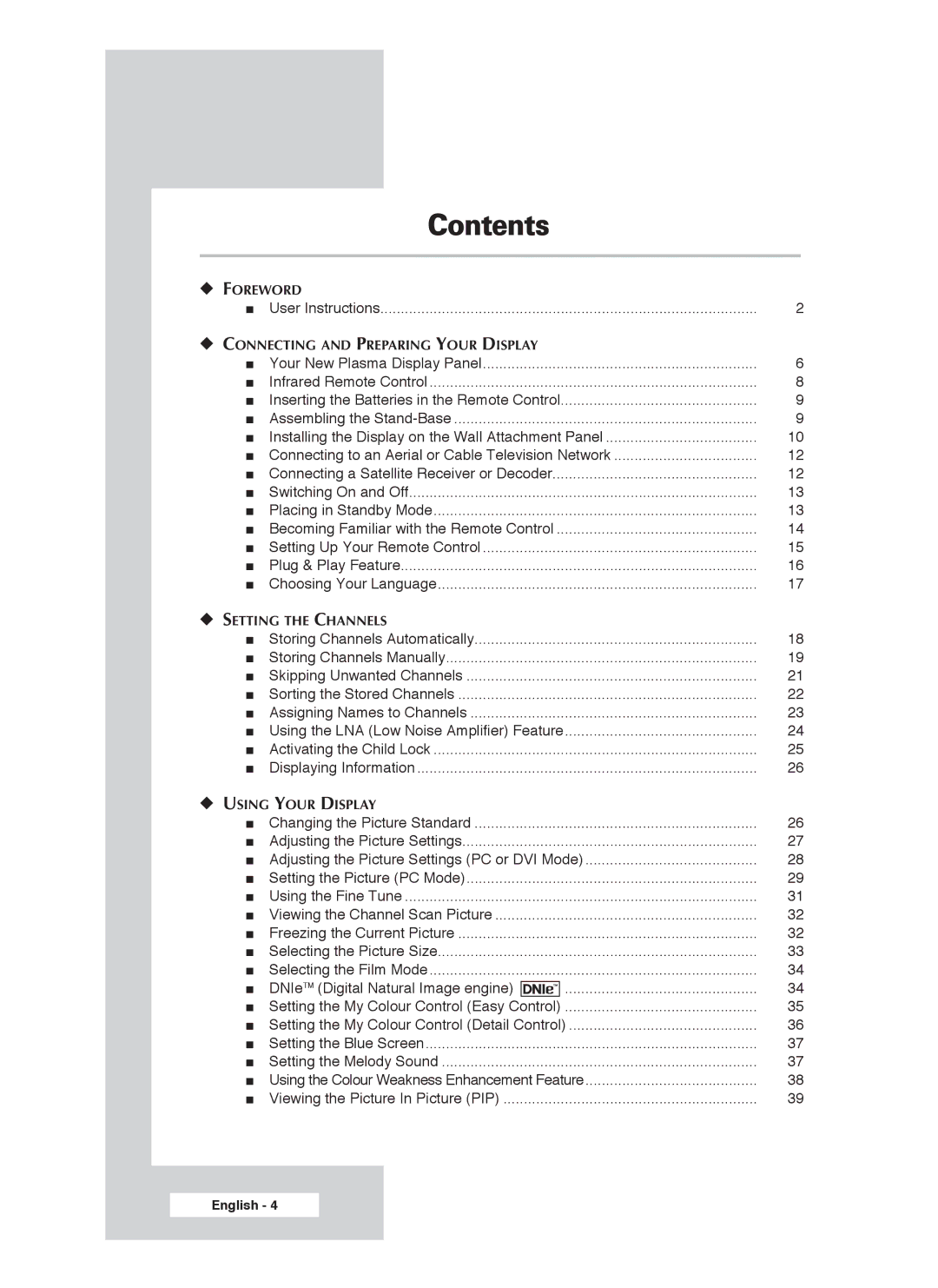 Samsung PS-50P4H1 manual Contents 