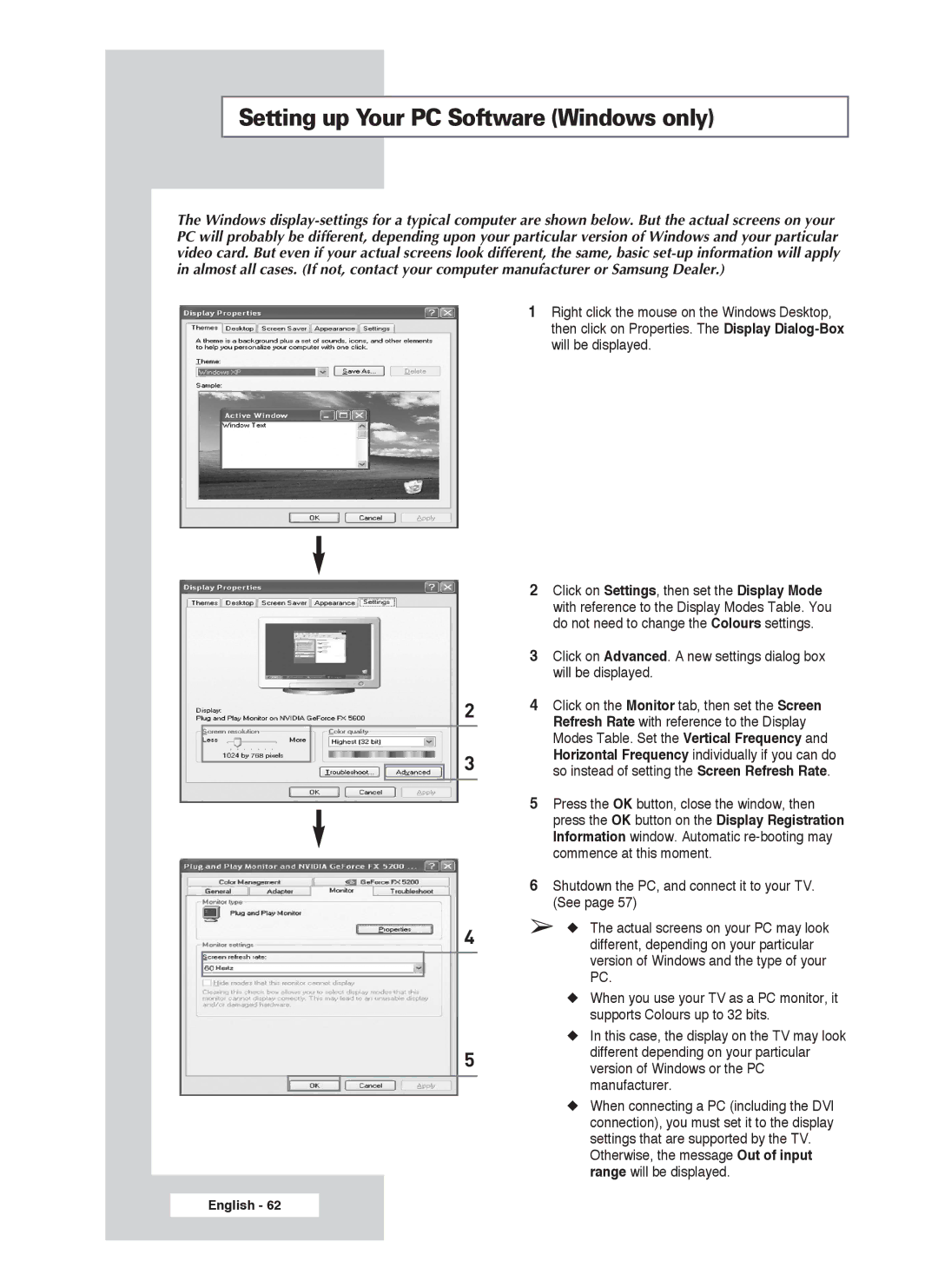 Samsung PS-50P4H1 manual Setting up Your PC Software Windows only 