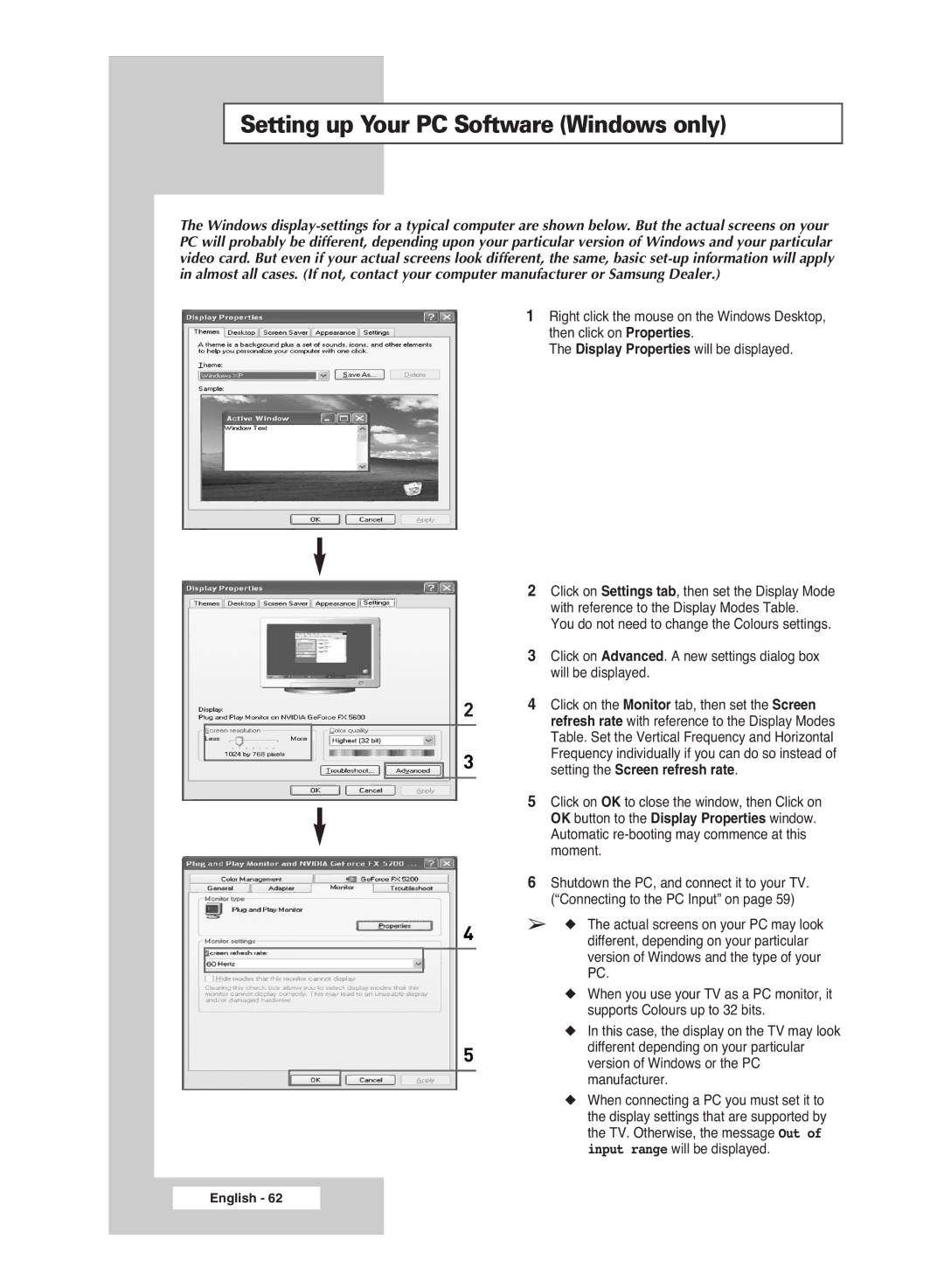 Samsung PS-50P5H, PS-42P5H manual Setting up Your PC Software Windows only 