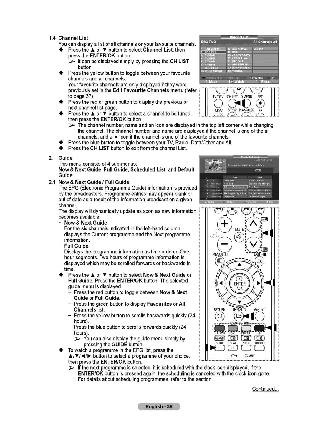 Samsung PS-50P96FD, PS-63P76FD manual Channel List, Channels and all channels 