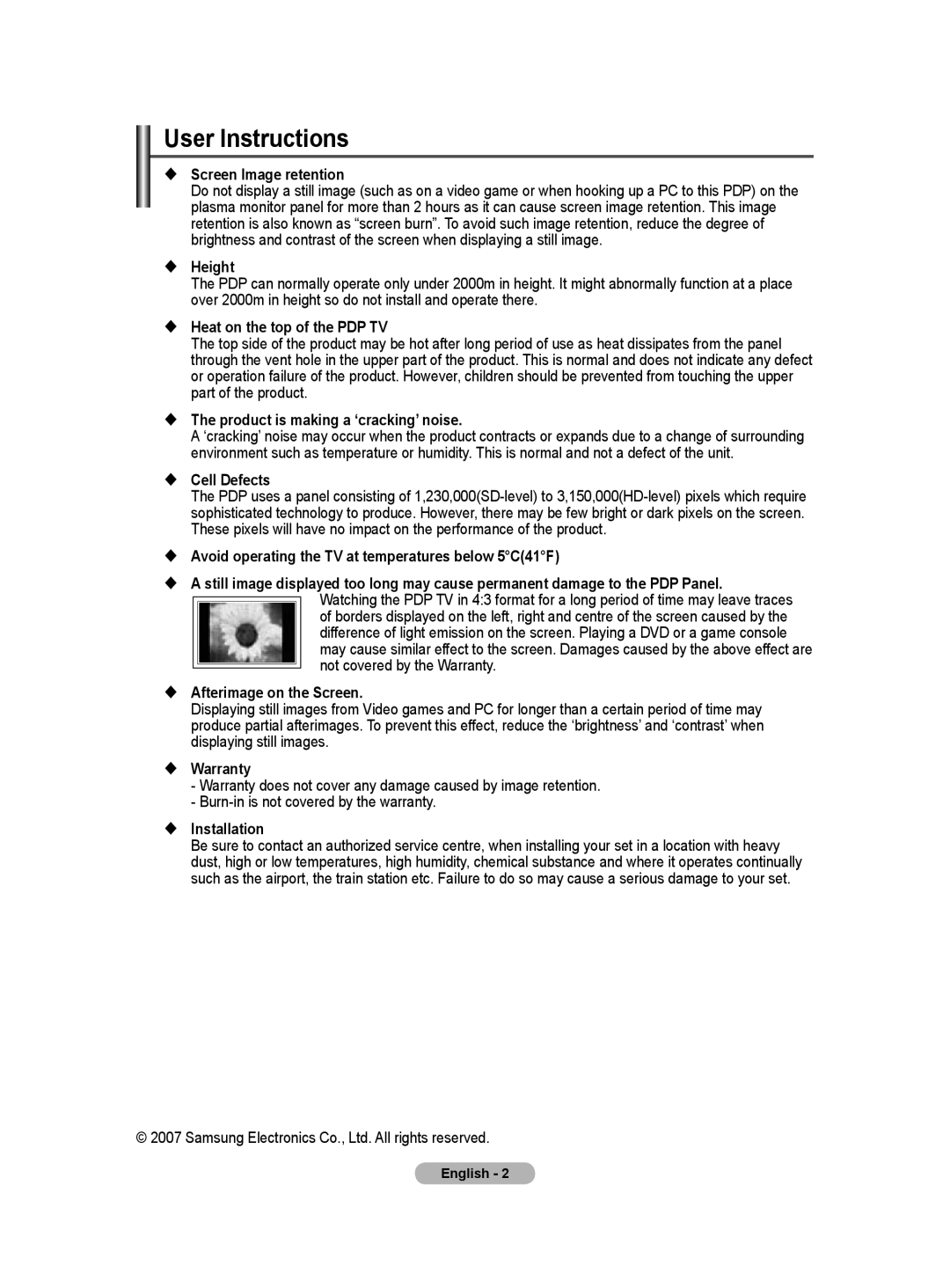 Samsung PS-50Q91HP, PS-42Q91HP manual User Instructions 