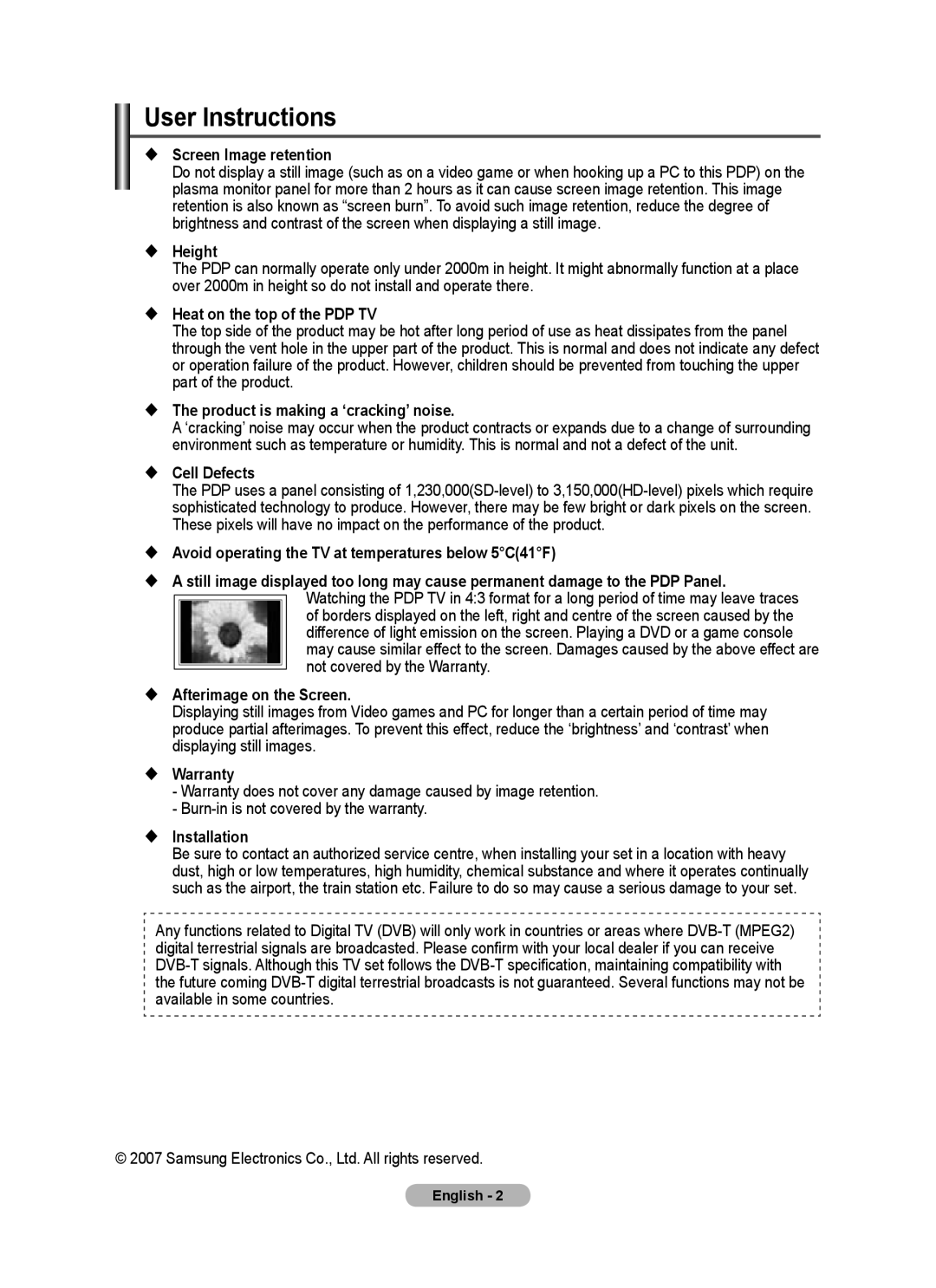 Samsung PS-58P96FD manual User Instructions 