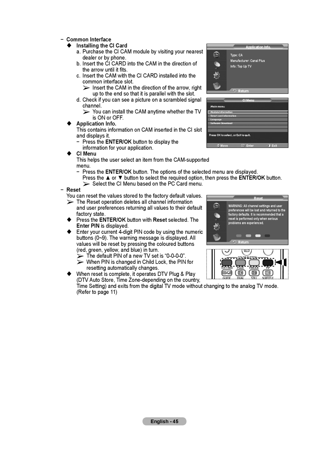 Samsung PS-58P96FD manual Common Interface  Installing the CI Card,  Application Info,  CI Menu 