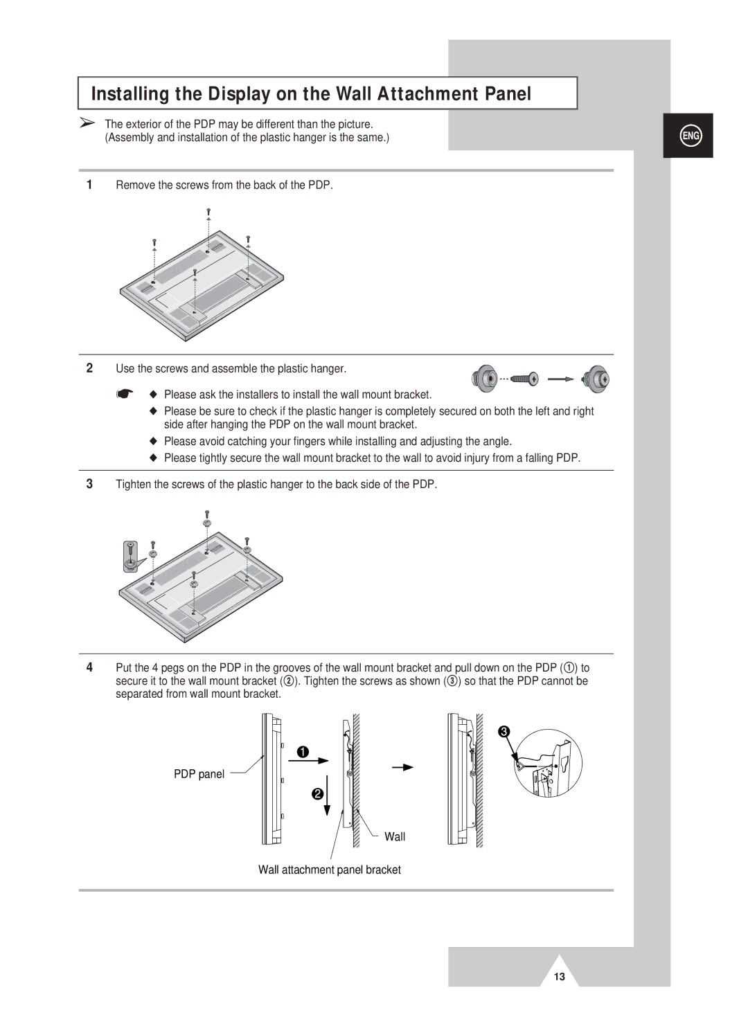 Samsung PS42D4ST manual Exterior of the PDP may be different than the picture 